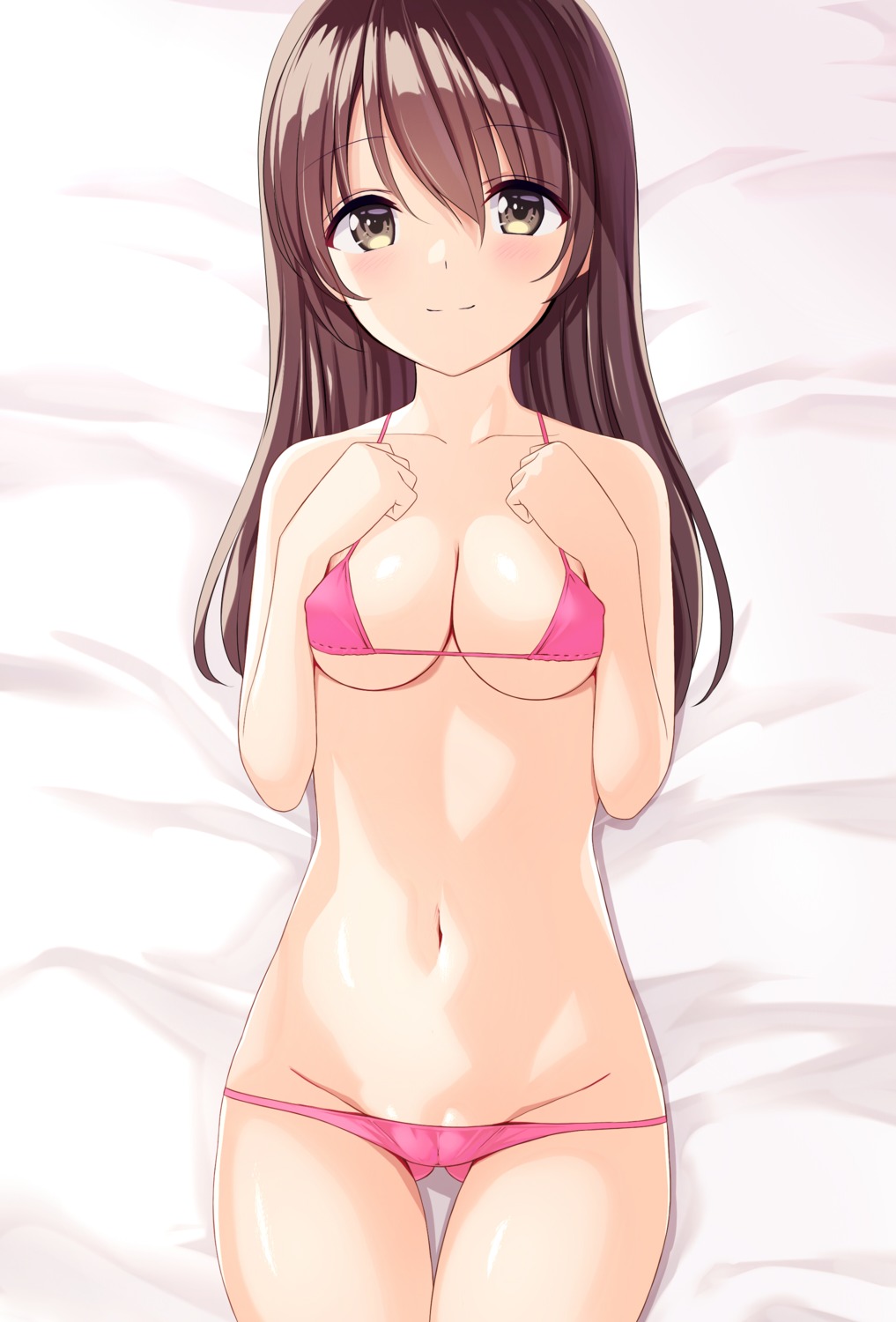 bikini breast_hold cameltoe erect_nipples marui_koishi panty_pull swimsuits