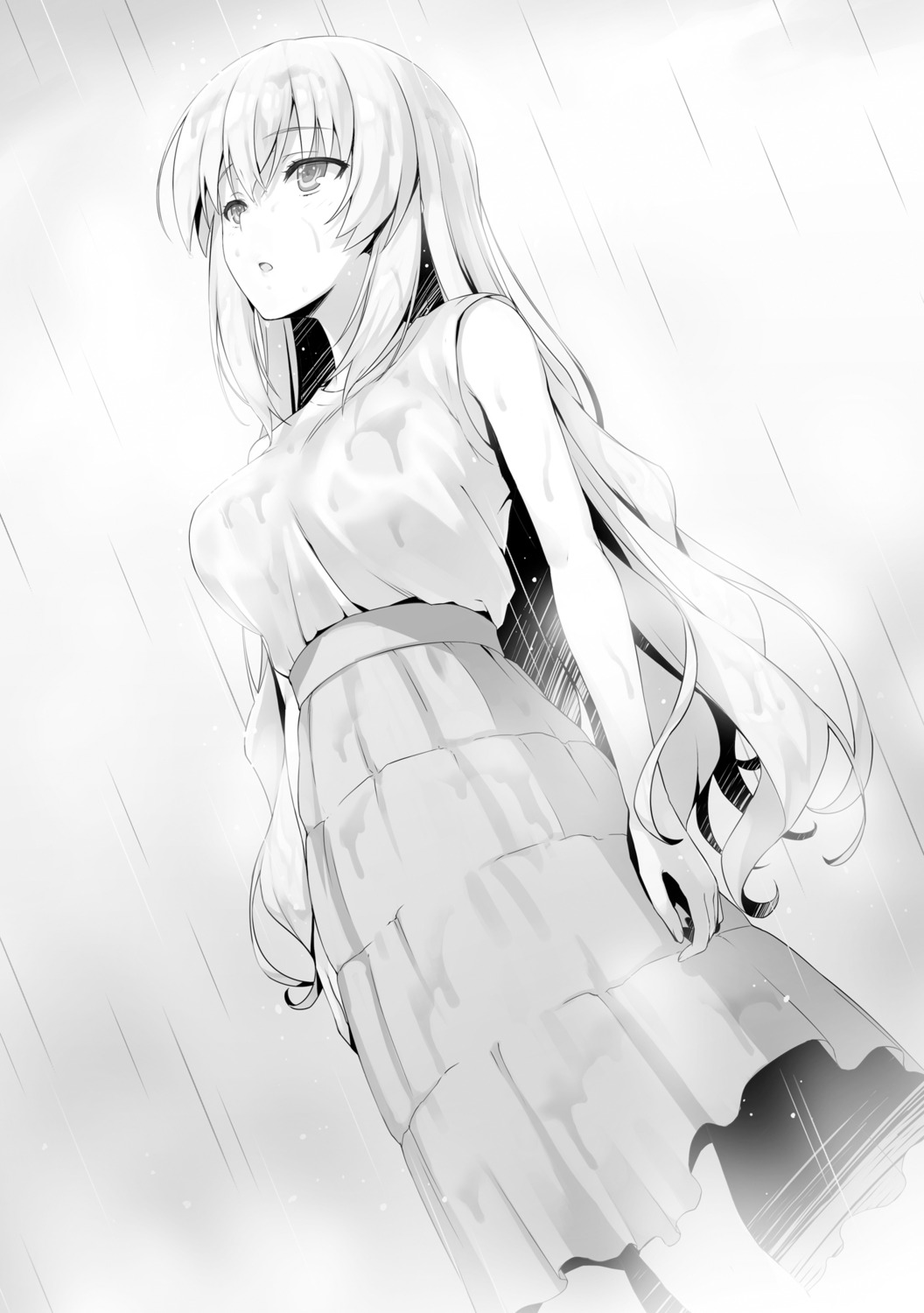 ichinose_honami monochrome tomose_shunsaku wet wet_clothes youkoso_jitsuryoku_shijou_shugi_no_kyoushitsu_e