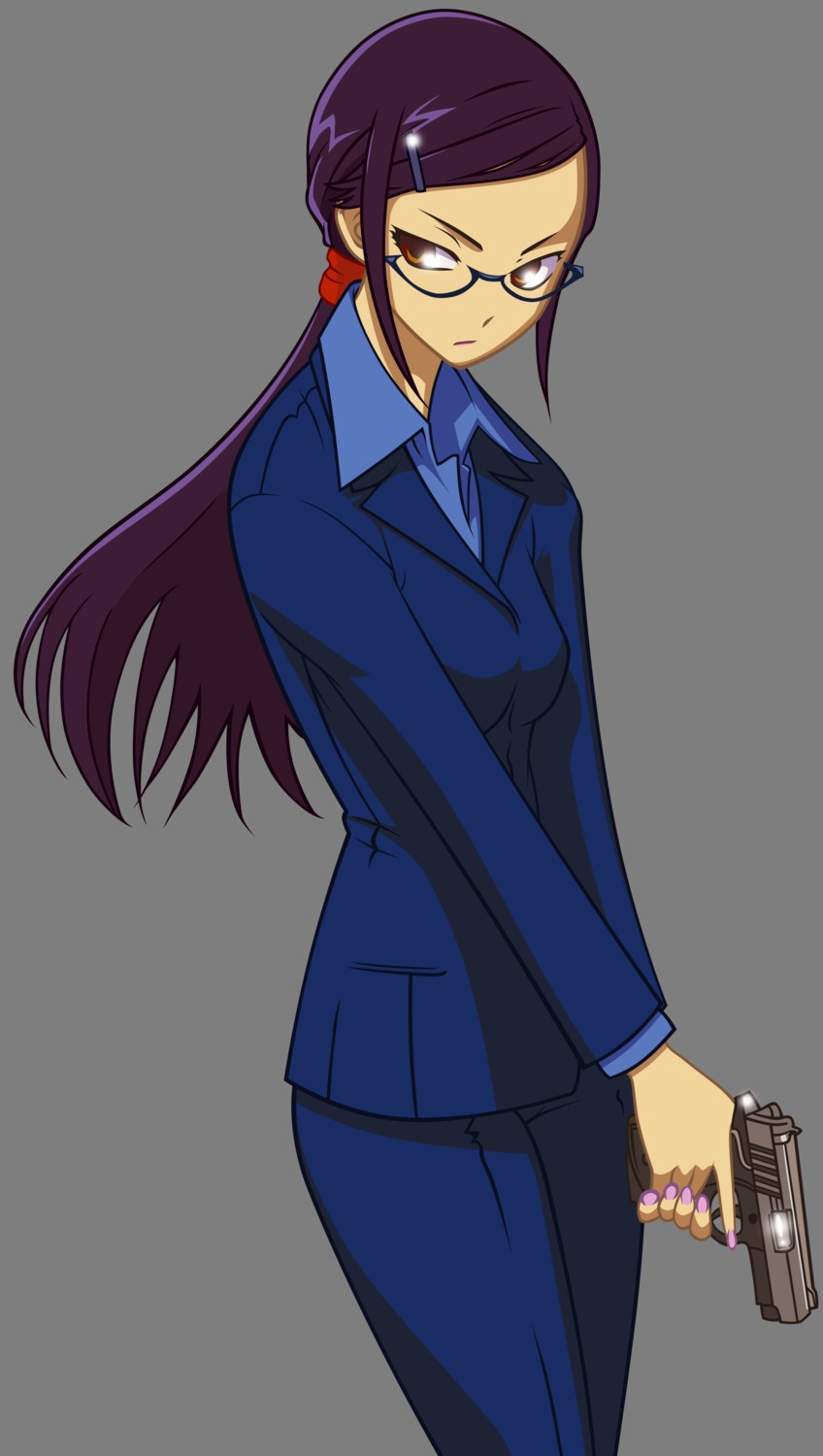 darker_than_black gun kirihara_misaki megane transparent_png vector_trace