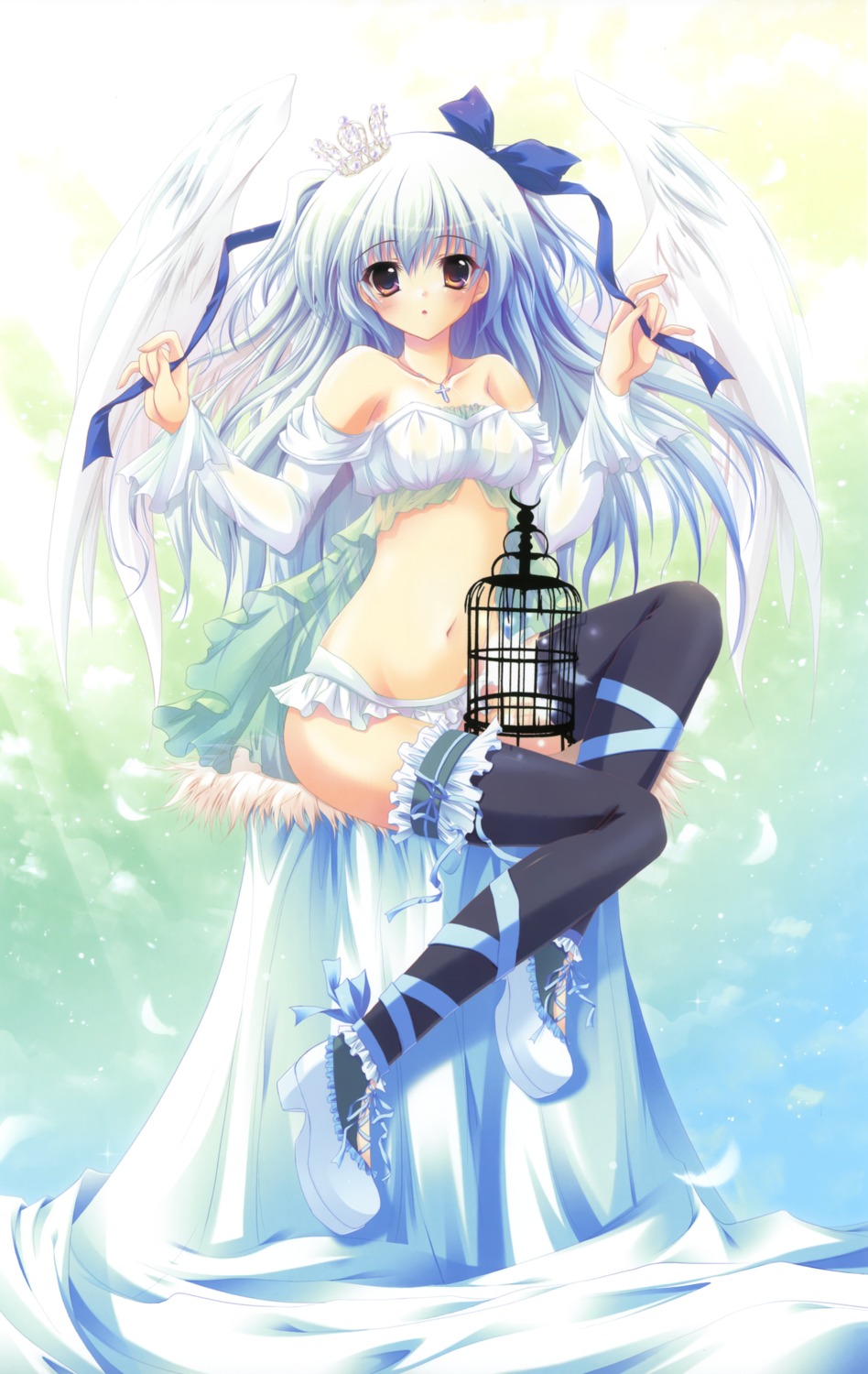 garter hisuitei izumi_tsubasu thighhighs wings