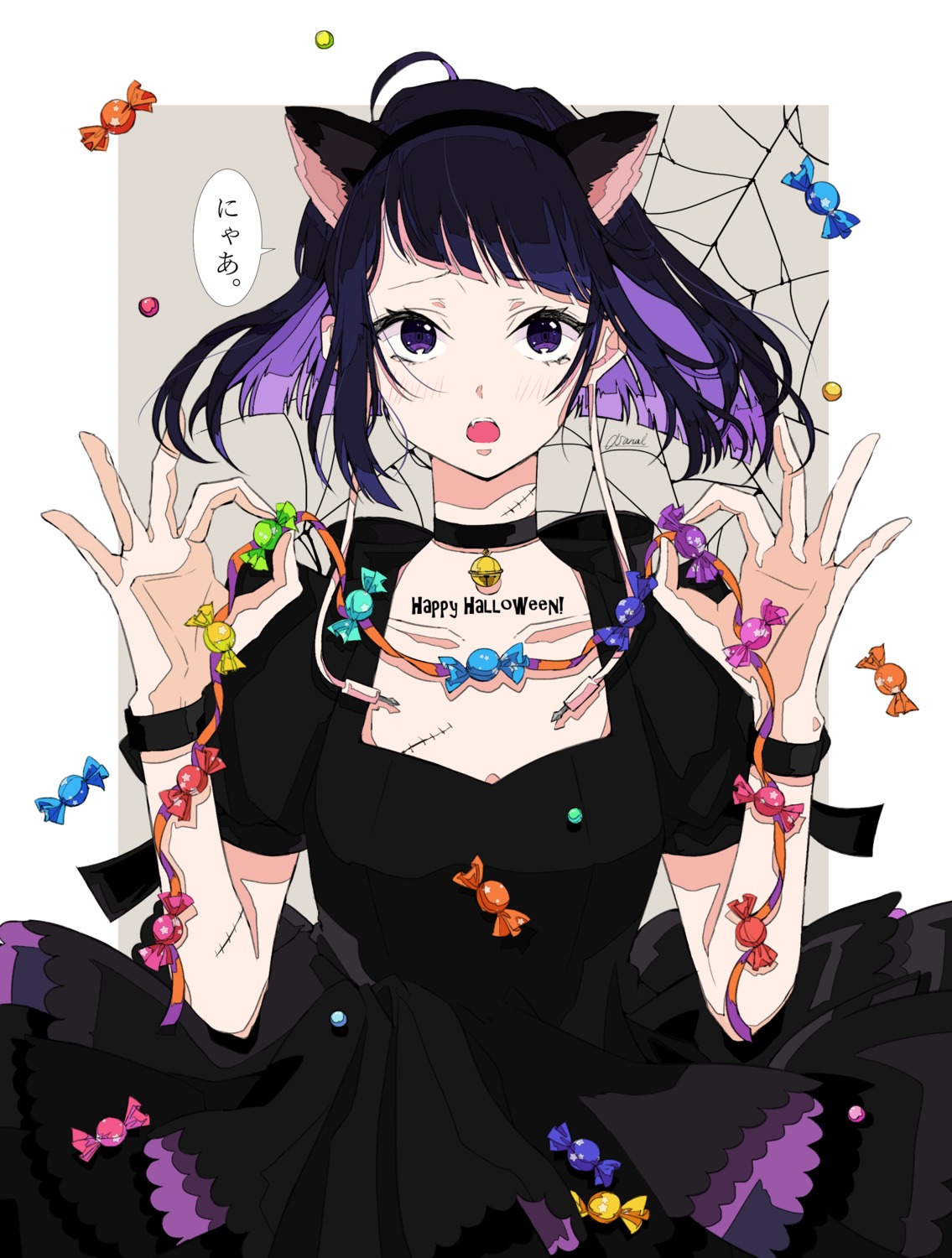 animal_ears boku_no_hero_academia dress halloween jirou_kyouka nekomimi osanai