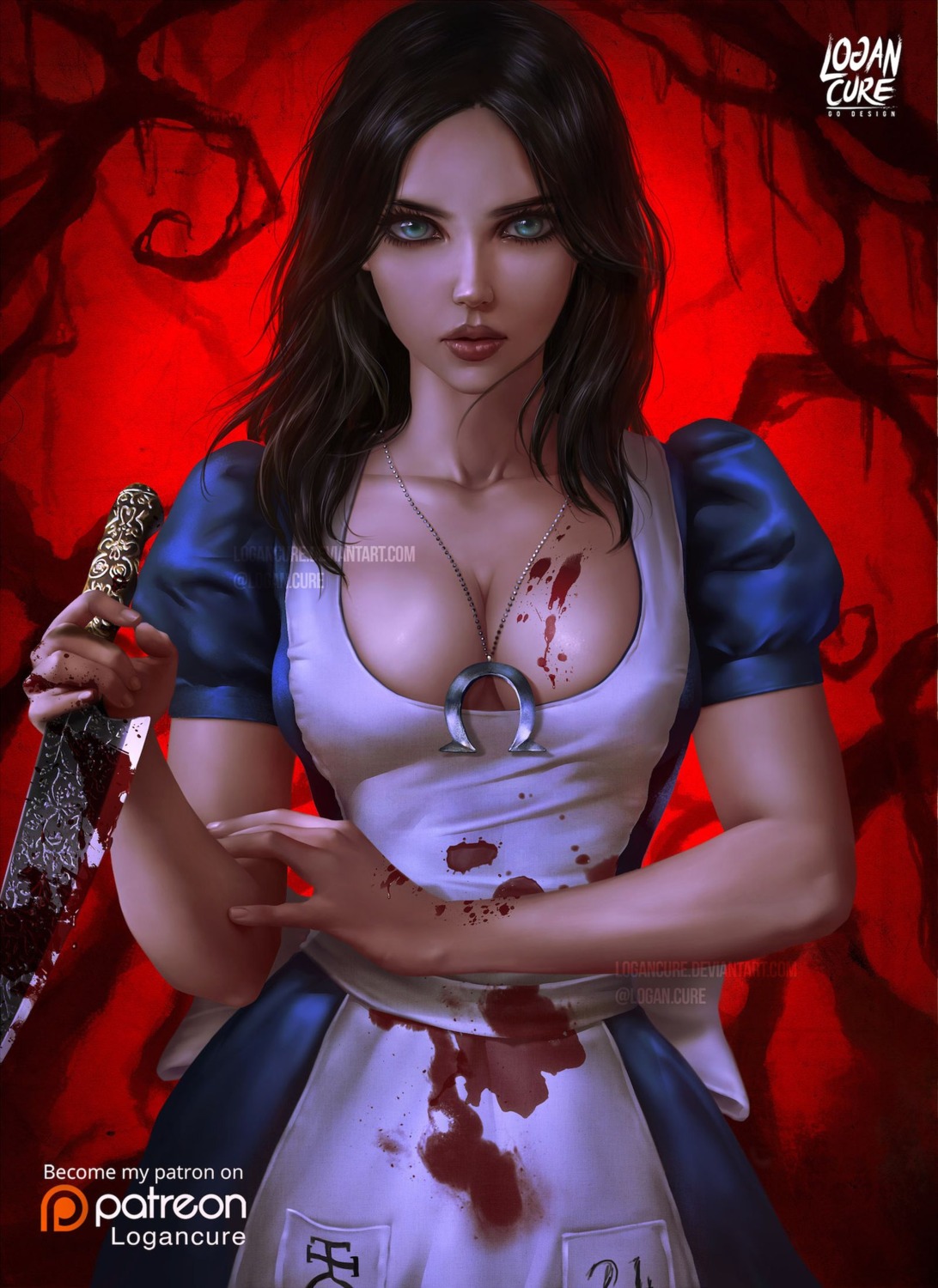 alice:_madness_returns alice_(alice:_madness_returns) blood cleavage dress logan_cure weapon