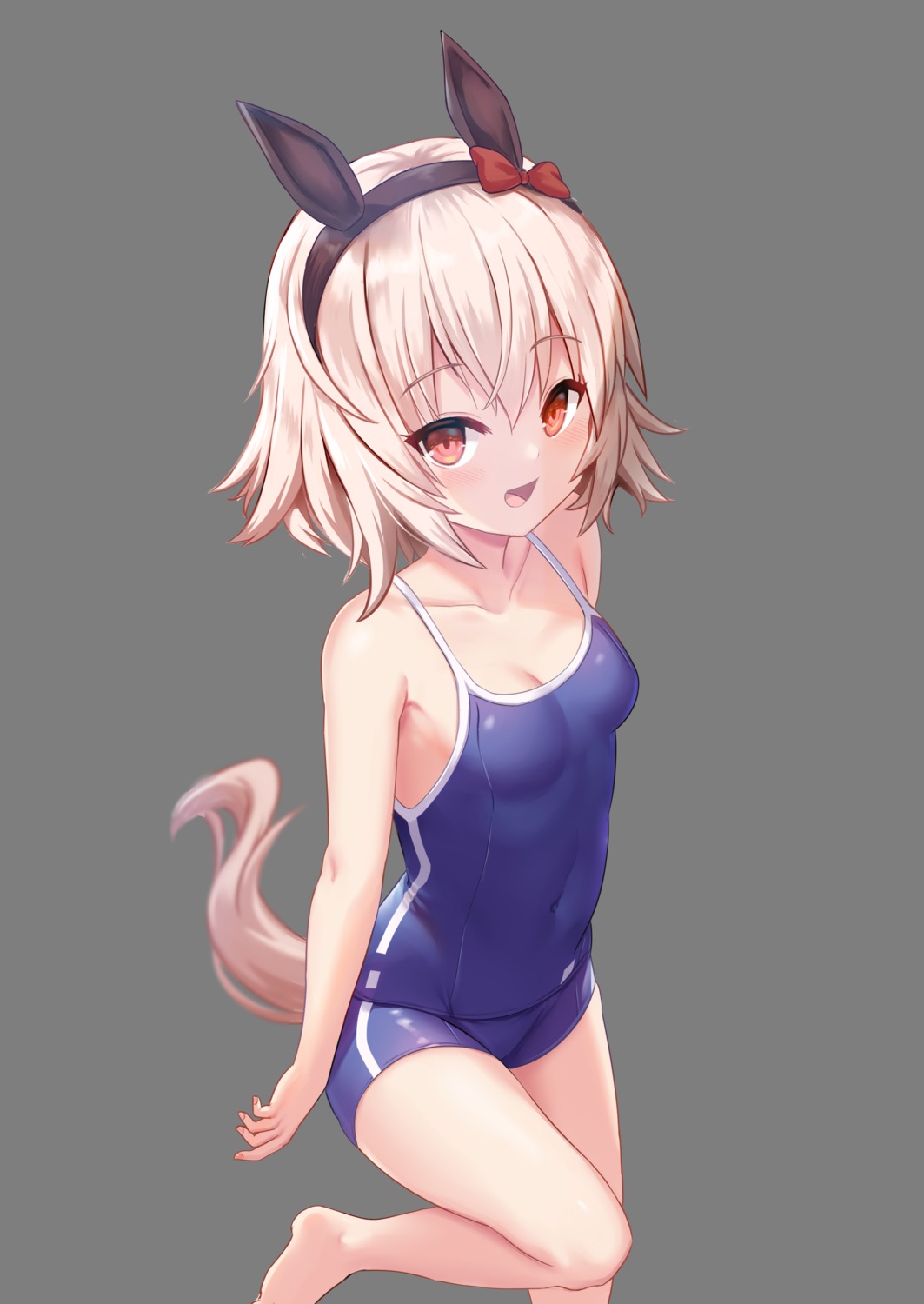 animal_ears cleavage curren_chan_(umamusume) milkshake_(artist) school_swimsuit swimsuits tail transparent_png uma_musume_pretty_derby