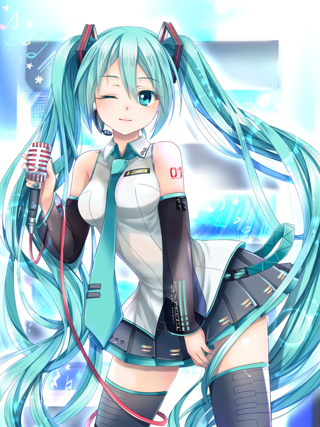 hatsune_miku omoomomo tattoo thighhighs vocaloid