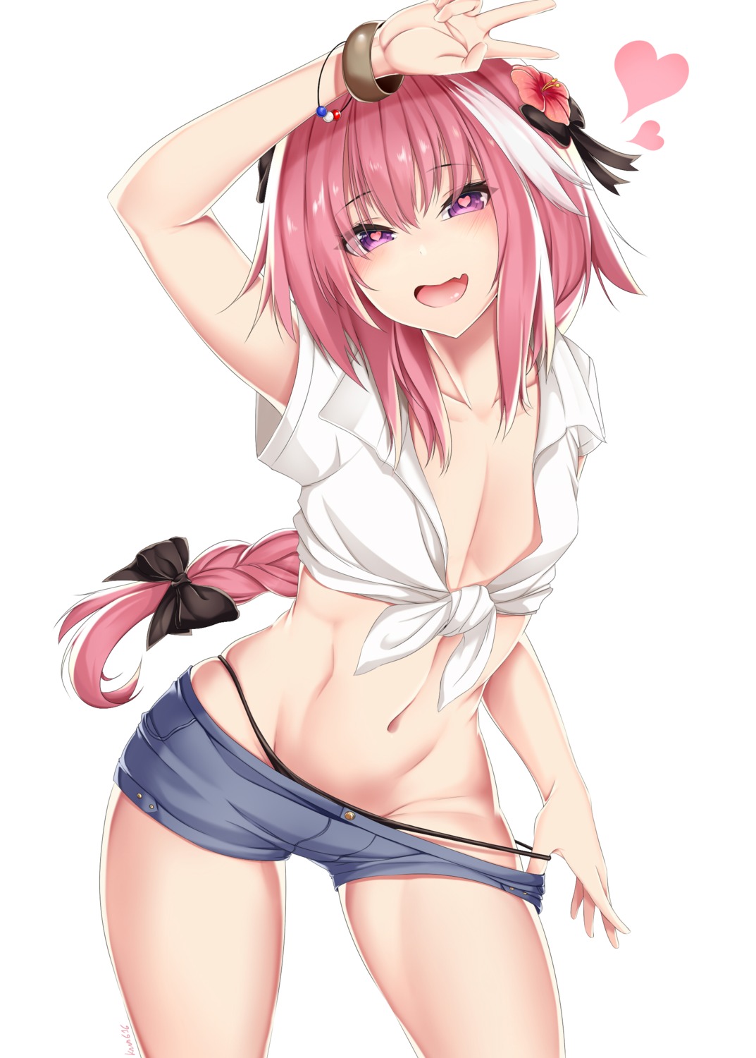 astolfo_(fate) fate/grand_order kana616 open_shirt pantsu panty_pull trap undressing