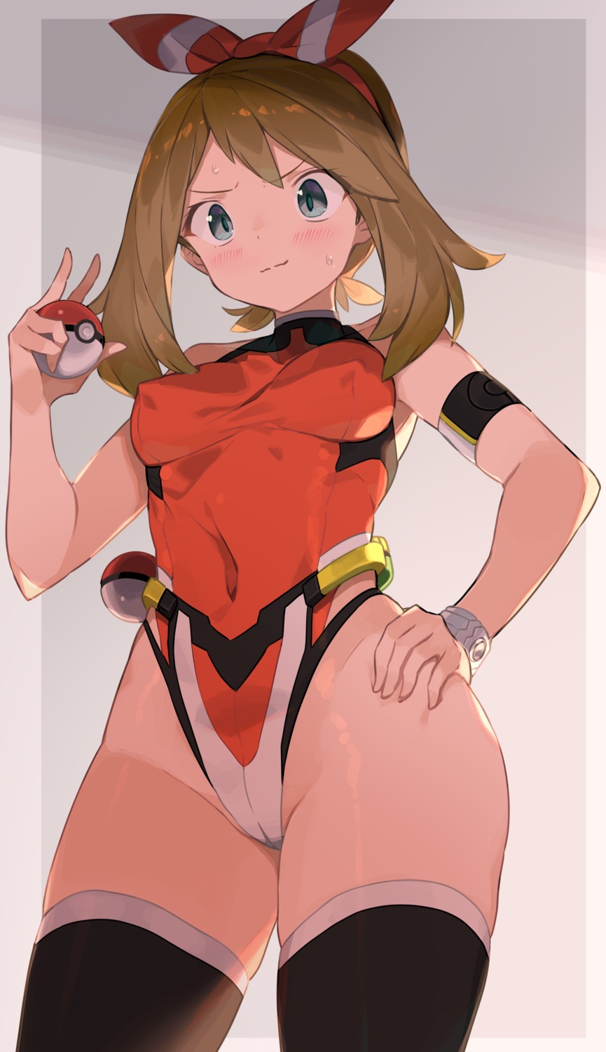 erect_nipples haruka_(pokemon) leotard pokemon pokemon_oras pokemon_rse spring20134 thighhighs