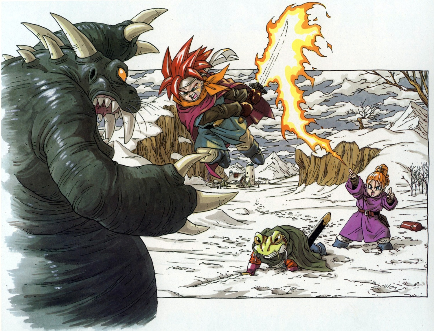 chrono_(chrono_trigger) chrono_trigger frog marl monster sword toriyama_akira