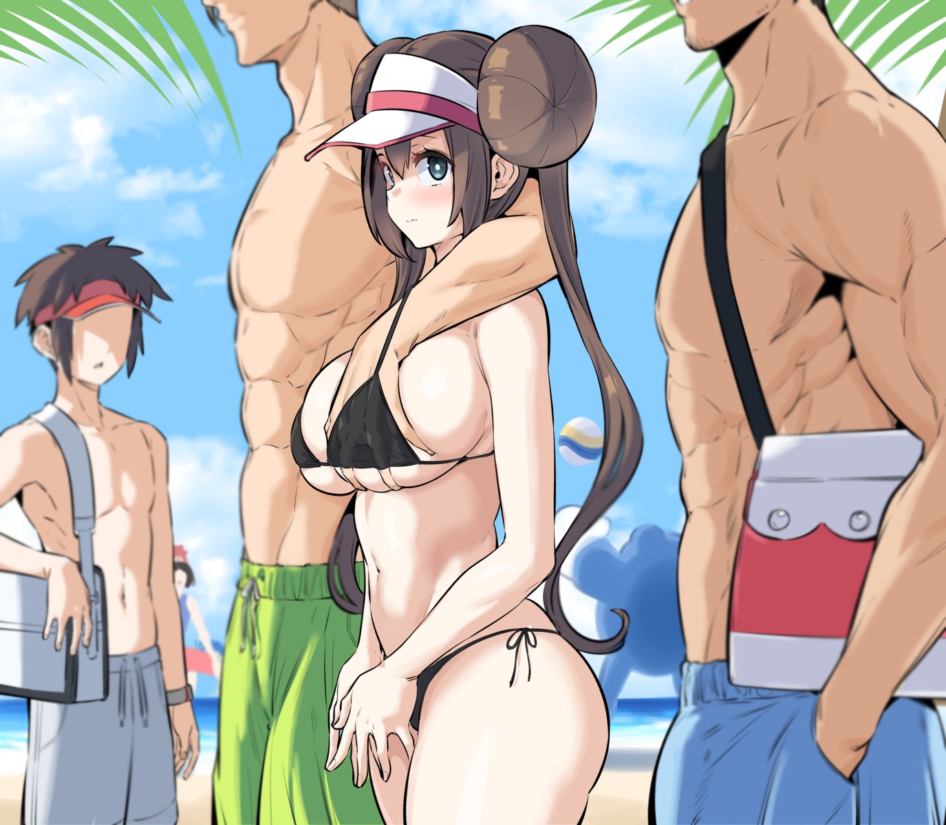 bikini breast_grab kook mei_(pokemon) pokemon pokemon_black_and_white_2 swimsuits