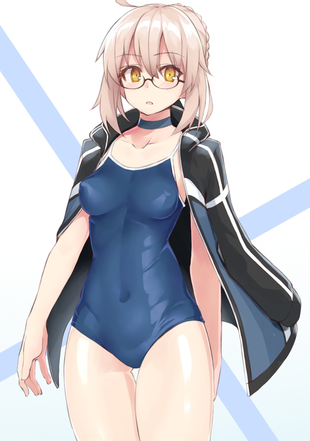 erect_nipples fate/grand_order heroine_x_alter megane school_swimsuit swimsuits syunichi