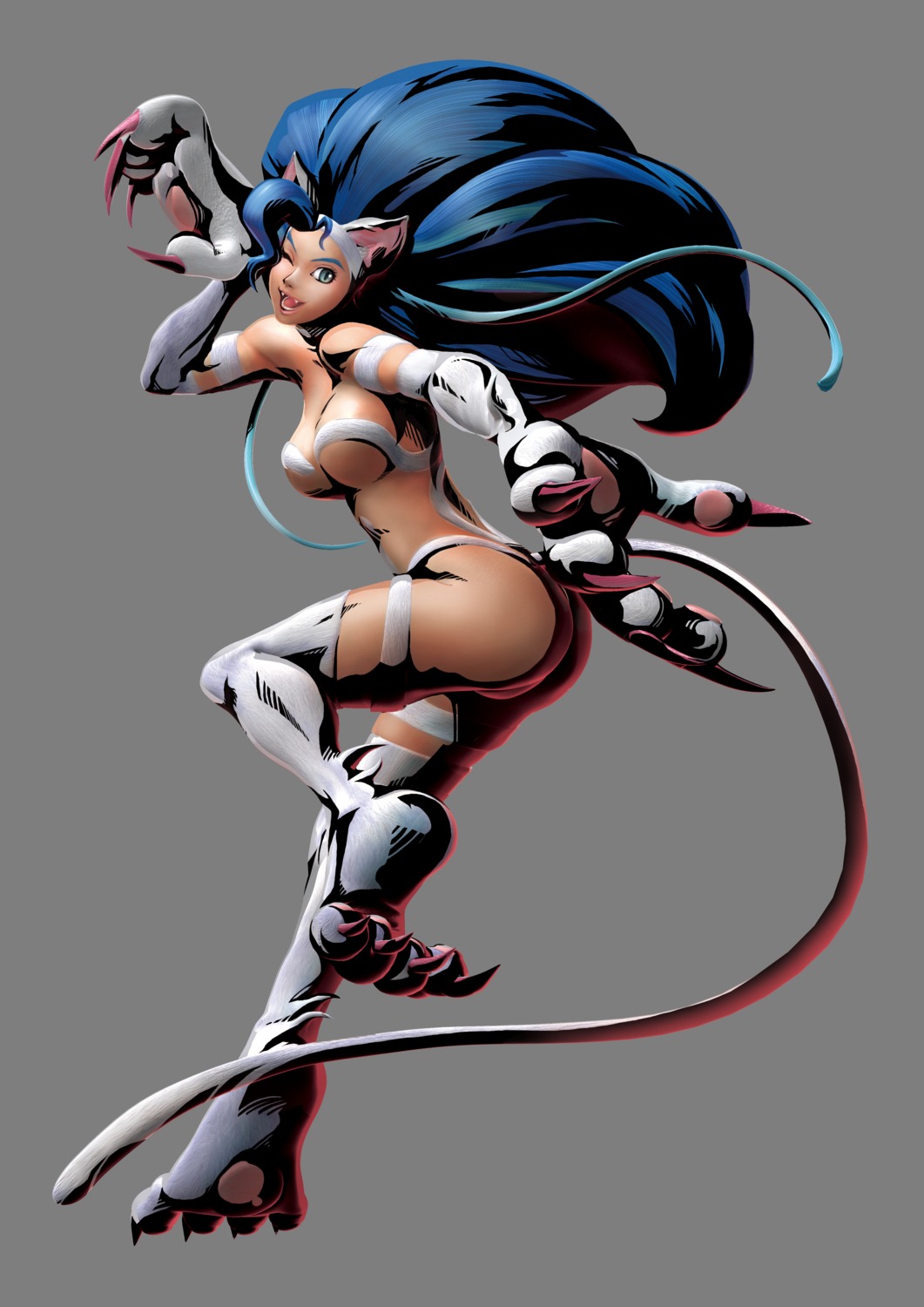 animal_ears ass capcom dark_stalkers felicia marvel_vs_capcom marvel_vs_capcom_3 nekomimi shinkirou tail thighhighs transparent_png