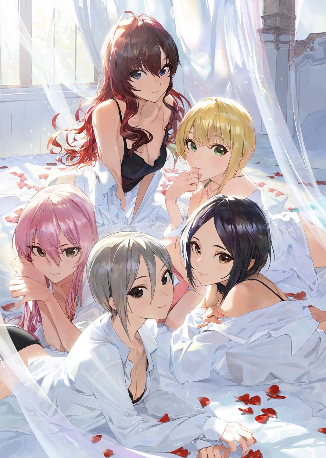 bra cleavage dress_shirt hayami_kanade ichinose_shiki jougasaki_mika lingerie miyamoto_frederica mossi open_shirt pantsu shiomi_shuuko the_idolm@ster the_idolm@ster_cinderella_girls