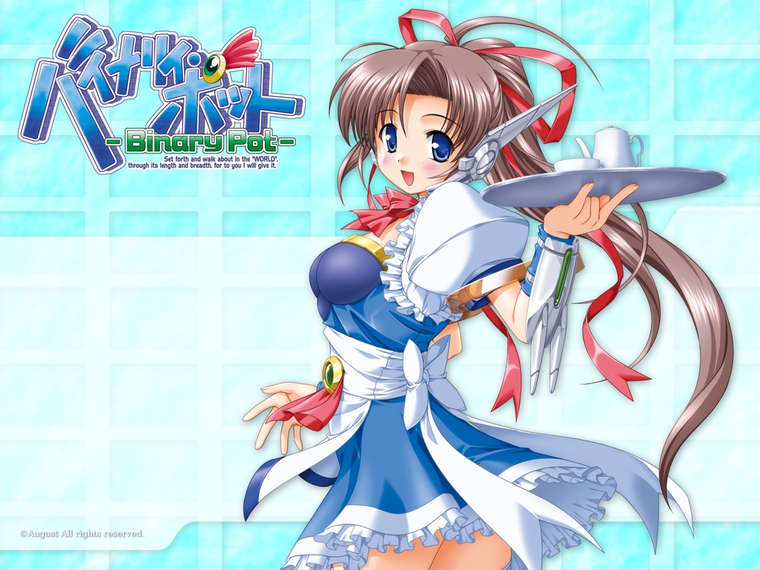 august bekkankou binary_pot hanei_yuki waitress wallpaper