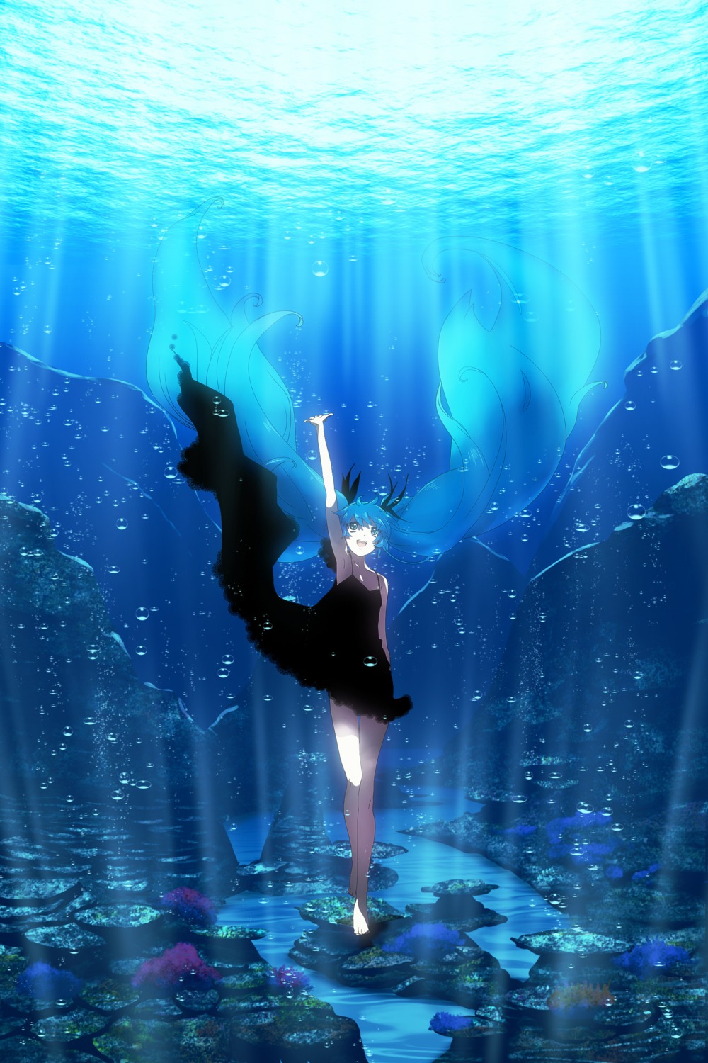 dress haruyo_(imokenp) hatsune_miku landscape shinkai_shoujo_(vocaloid) vocaloid