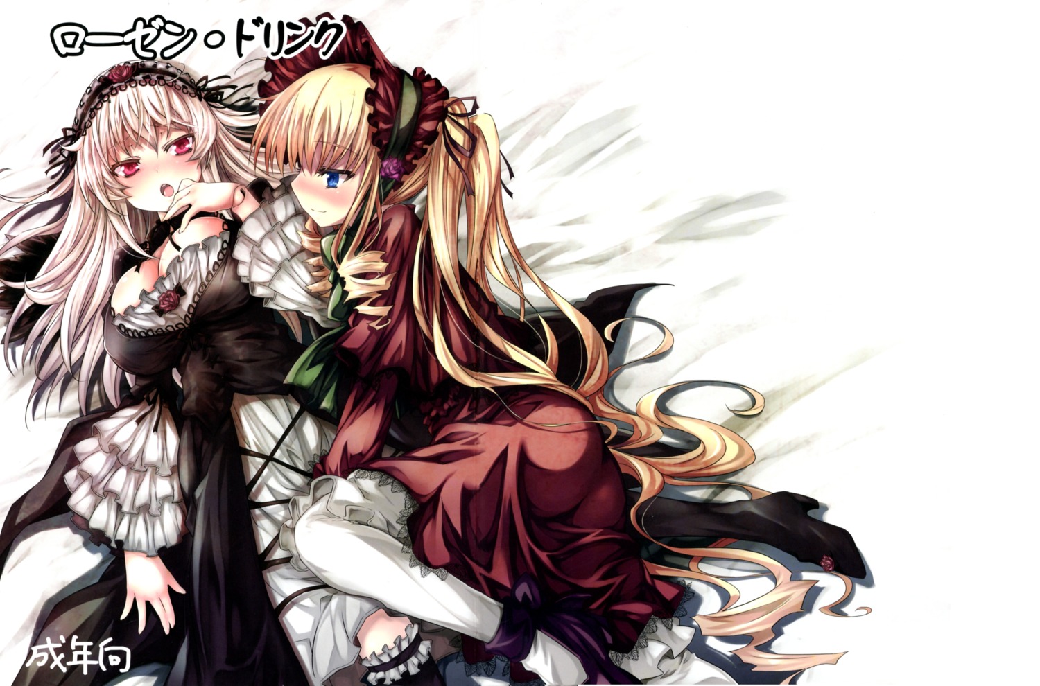 cleavage gothic_lolita lolita_fashion pantyhose rozen_maiden shinku suigintou tousen tousen_soudou yuri