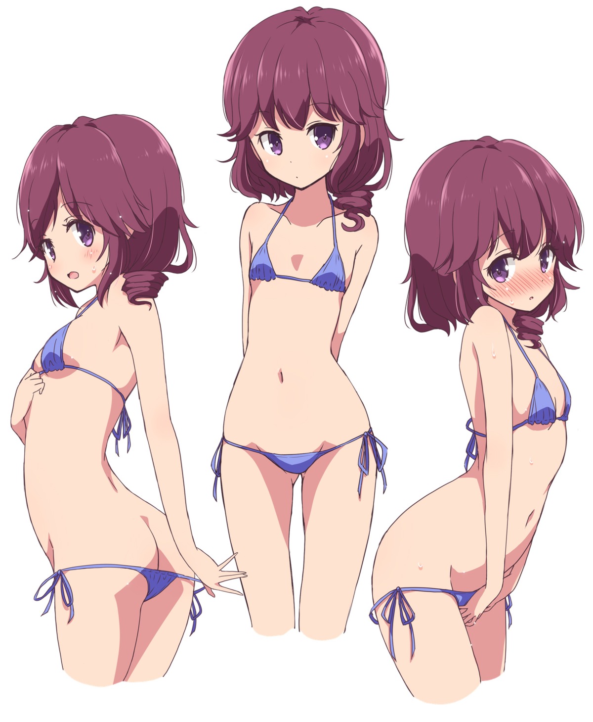 ass bikini loli machikado_mazoku mel_(melty_pot) panty_pull swimsuits thong undressing yoshida_ryouko