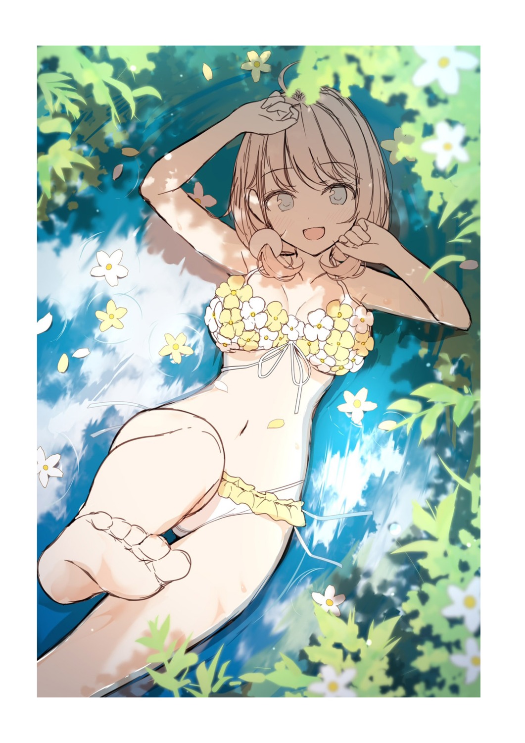 bikini digital_version emori_miku_project feet kohanai_momiji nijihashi_sora sketch swimsuits wet