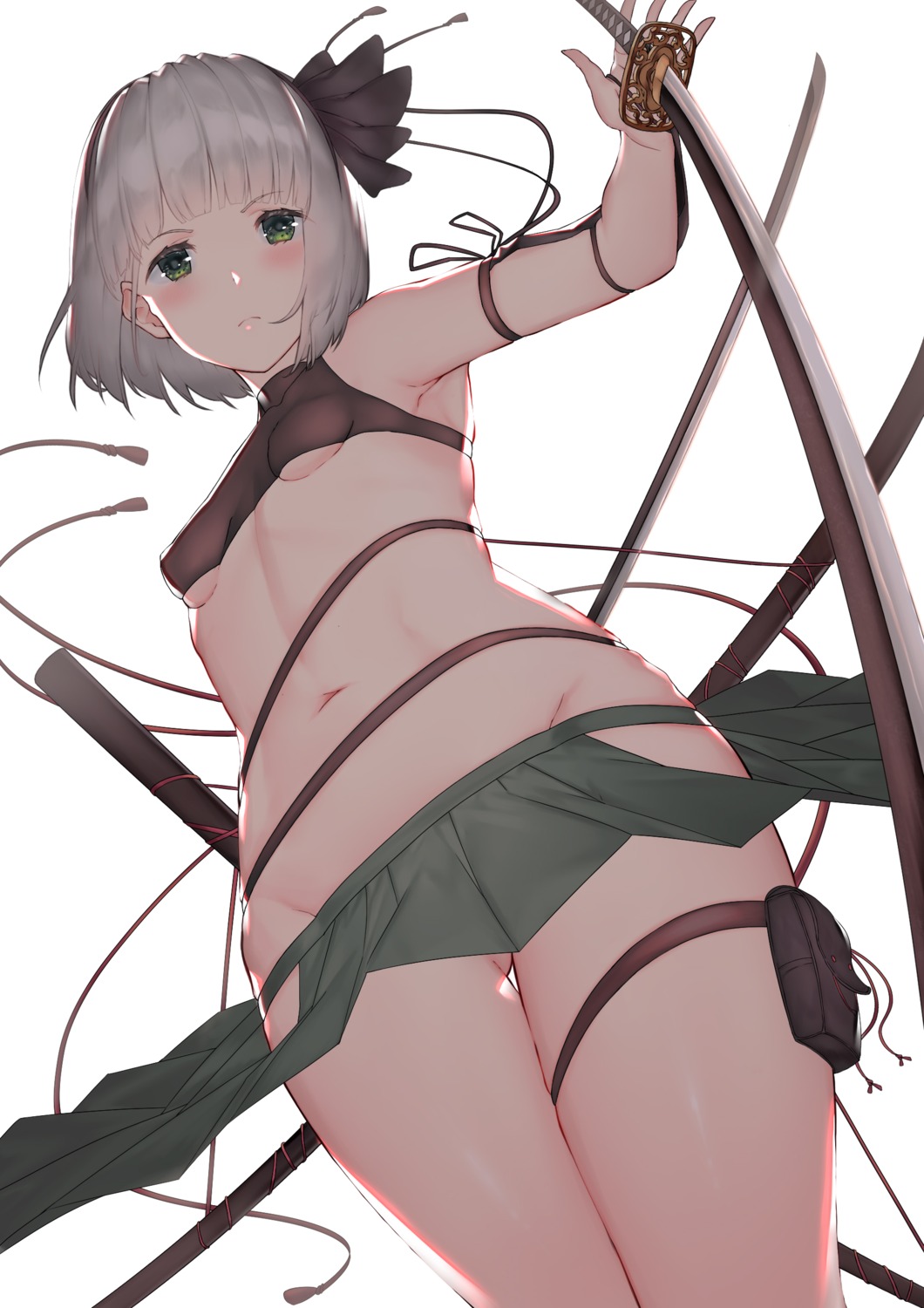 banitya garter konpaku_youmu no_bra nopan sword touhou underboob