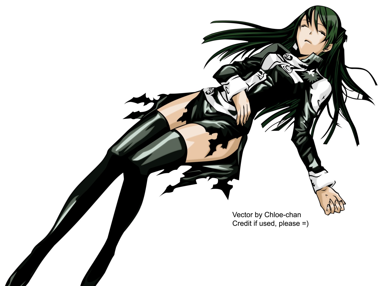 d.gray-man lenalee_lee thighhighs vector_trace watermark