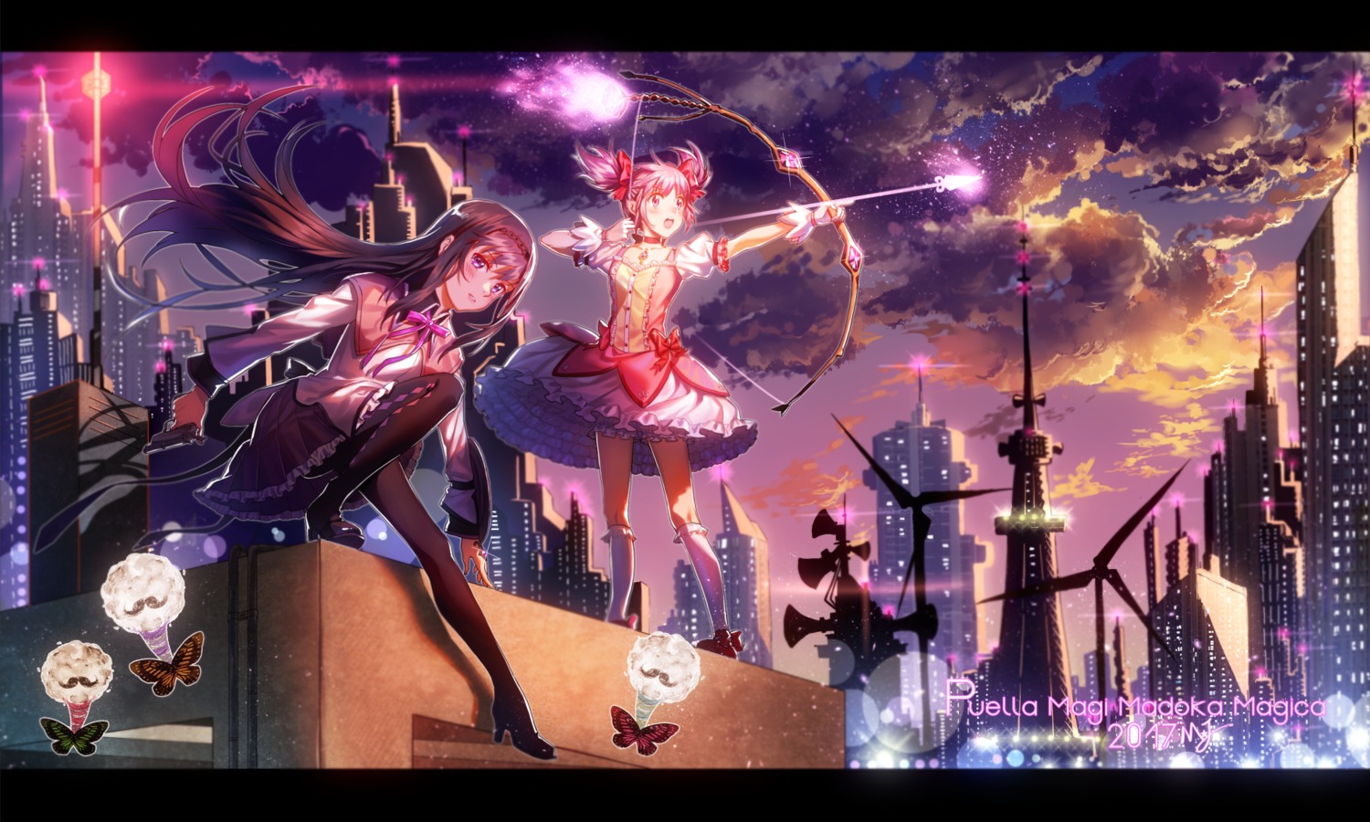 akemi_homura dress gun heels kaname_madoka majiang pantyhose puella_magi_madoka_magica weapon