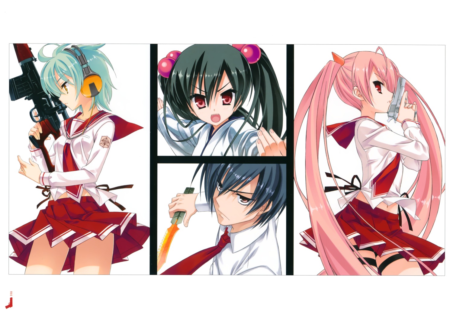 caocao gun hidan_no_aria kanzaki_h._aria kobuichi seifuku tooyama_kinji weapon yada_reki