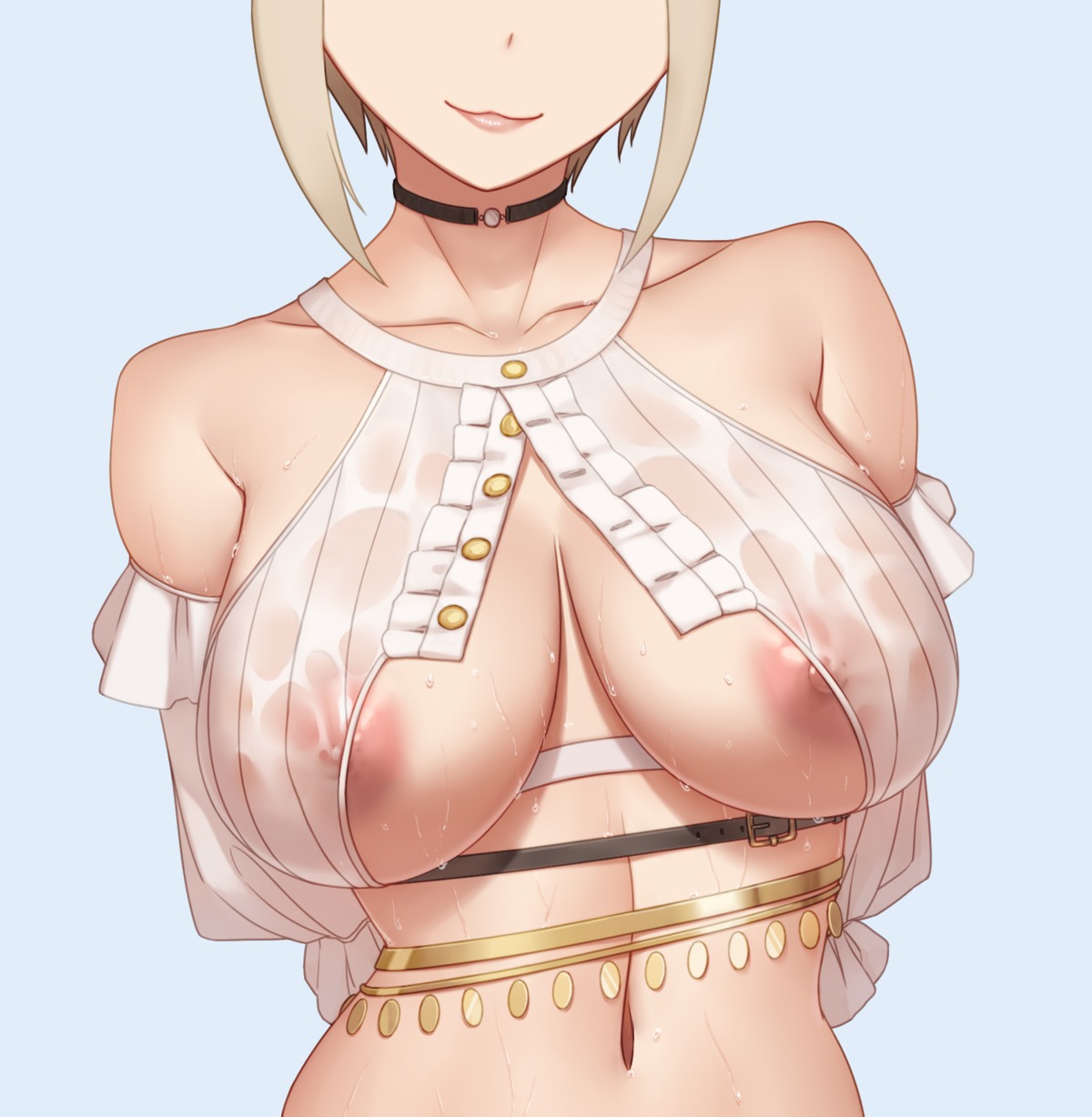 nipples no_bra open_shirt qingmingtongzi see_through shiomi_shuuko the_idolm@ster the_idolm@ster_cinderella_girls the_idolm@ster_cinderella_girls_starlight_stage wet_clothes