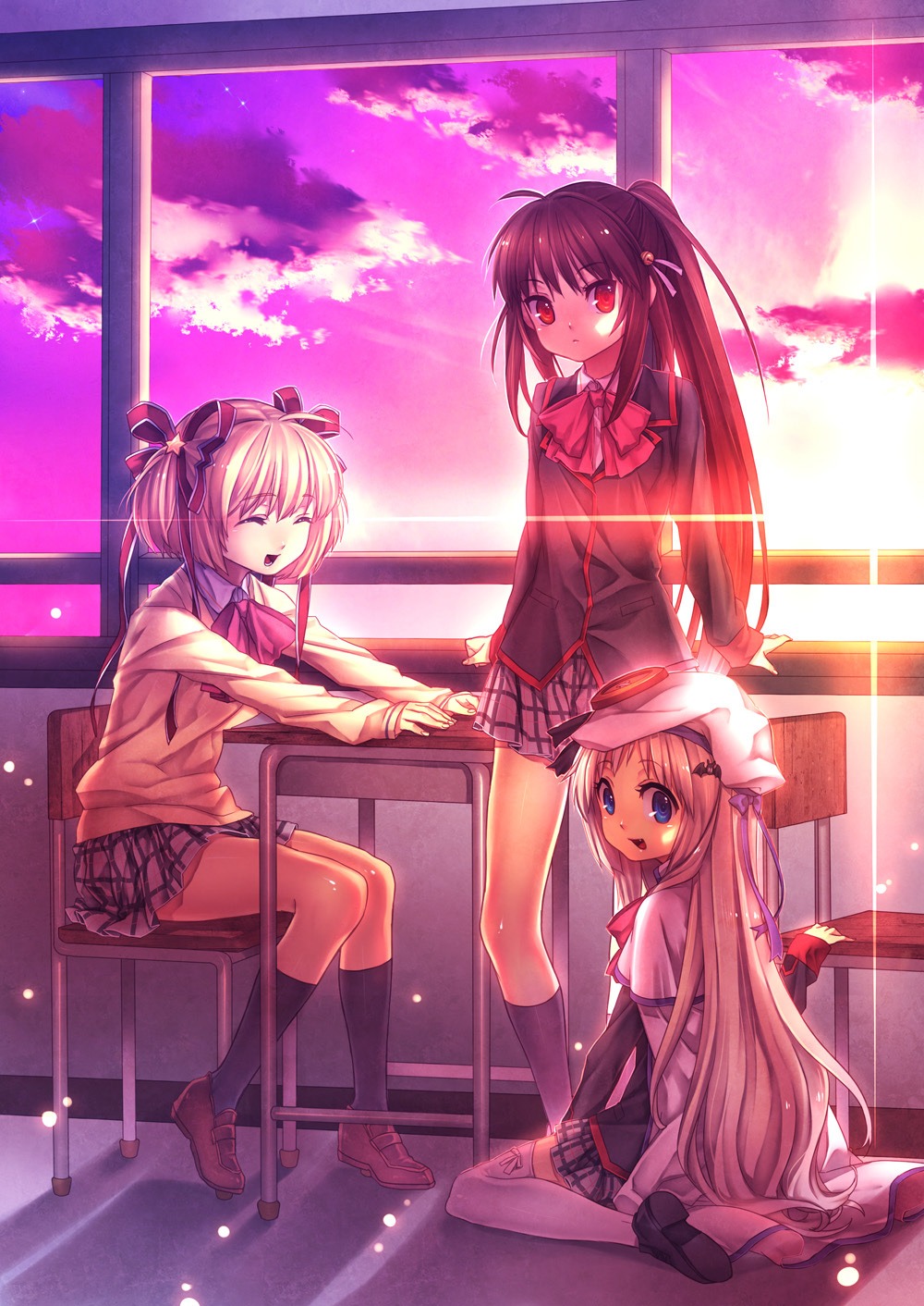 kamikita_komari little_busters! misti natsume_rin noumi_kudryavka seifuku