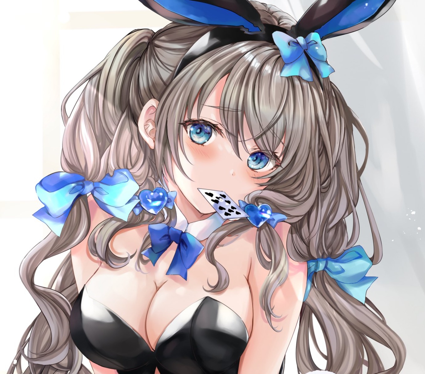 animal_ears bunny_ears bunny_girl cleavage hinahino no_bra