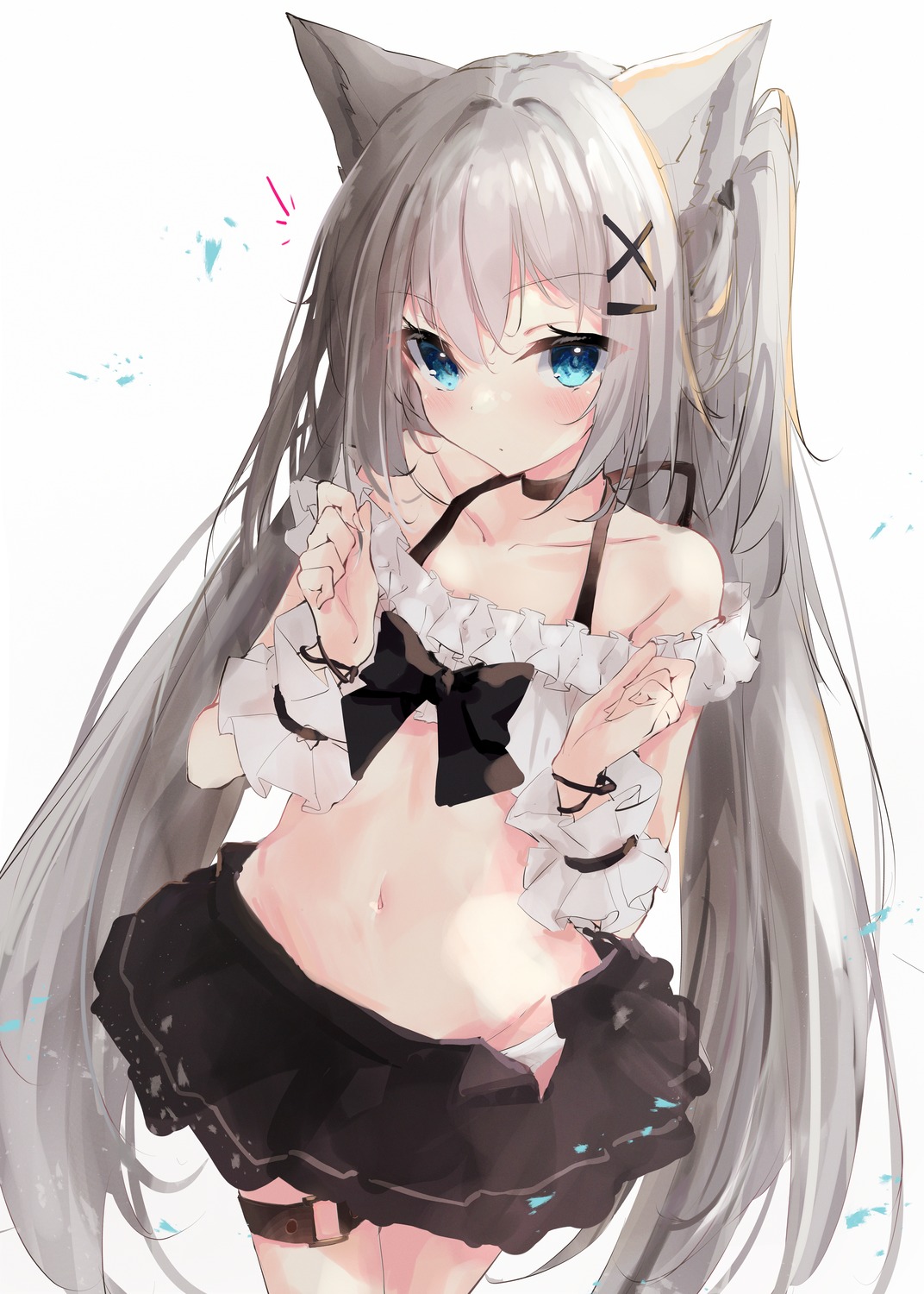 animal_ears fia404 garter maid nekomimi no_bra pantsu