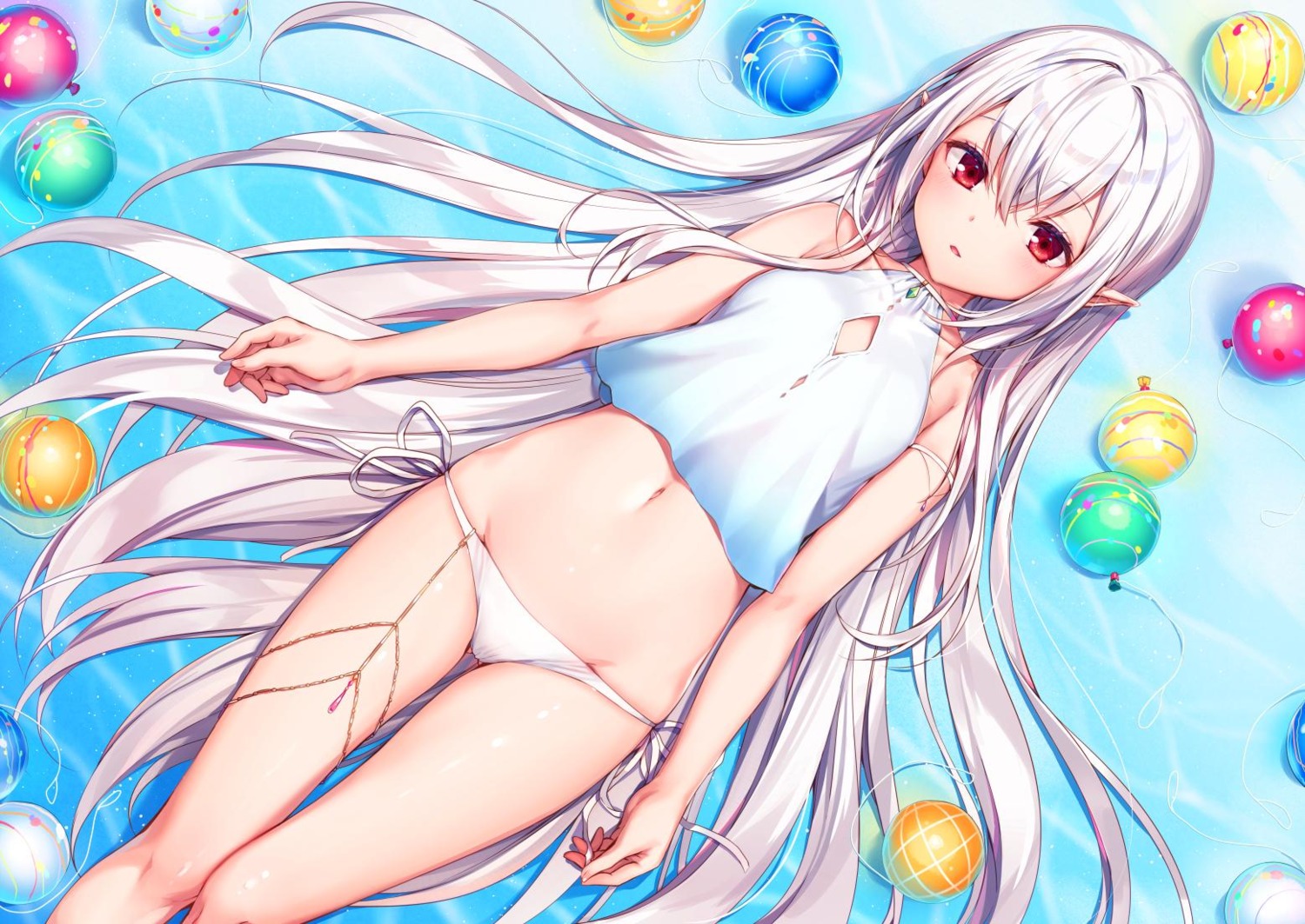 bikini garter komeshiro_kasu pointy_ears swimsuits