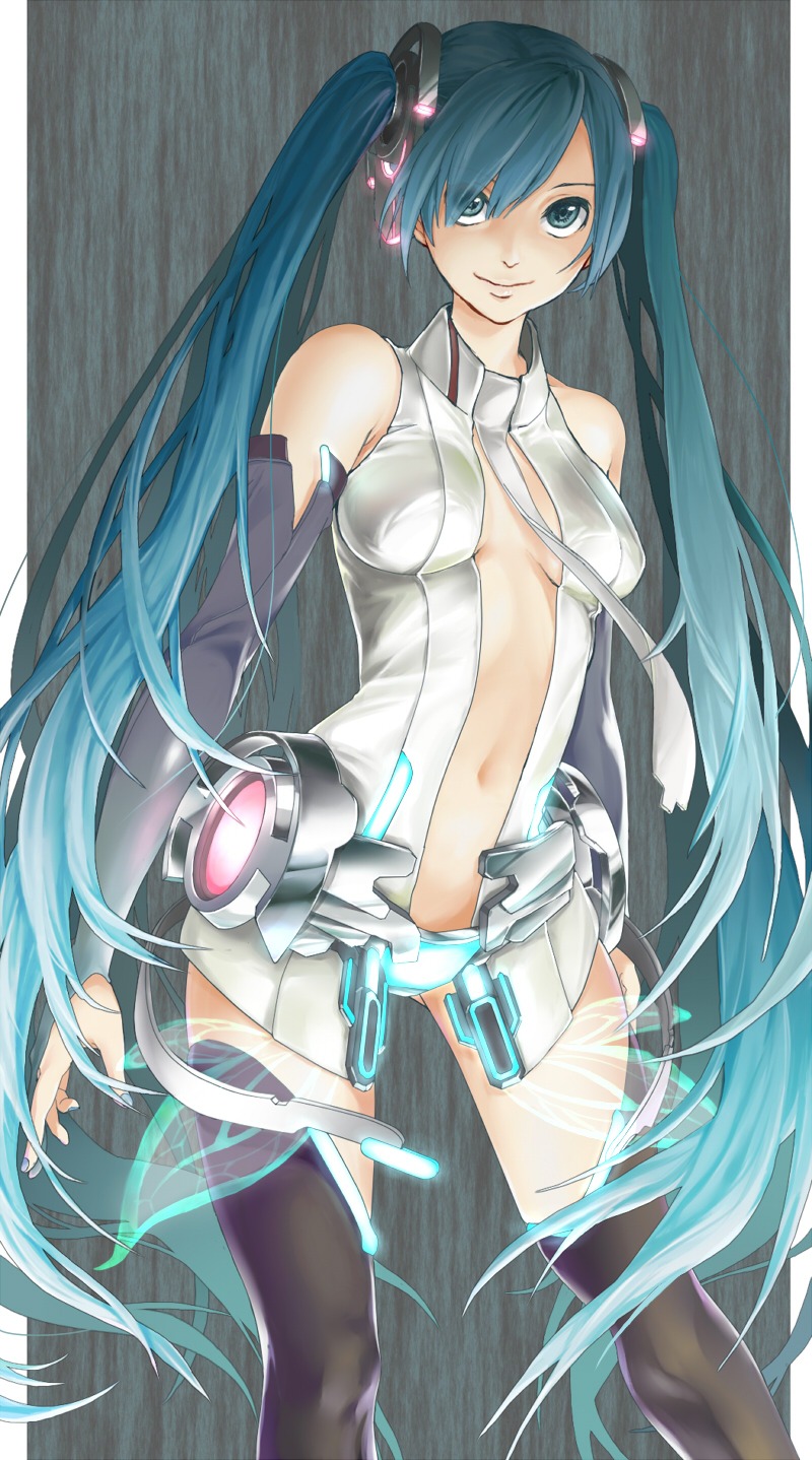 cleavage hatsune_miku miku_append thighhighs tsukota vocaloid vocaloid_append