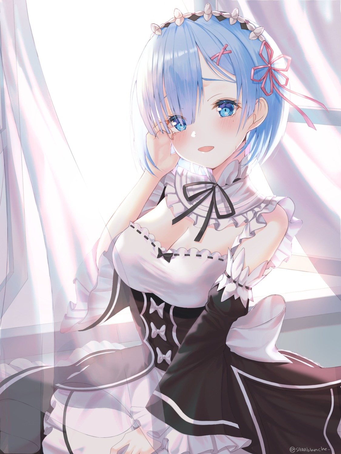 cleavage maid re_zero_kara_hajimeru_isekai_seikatsu rem_(re_zero) sarablanche