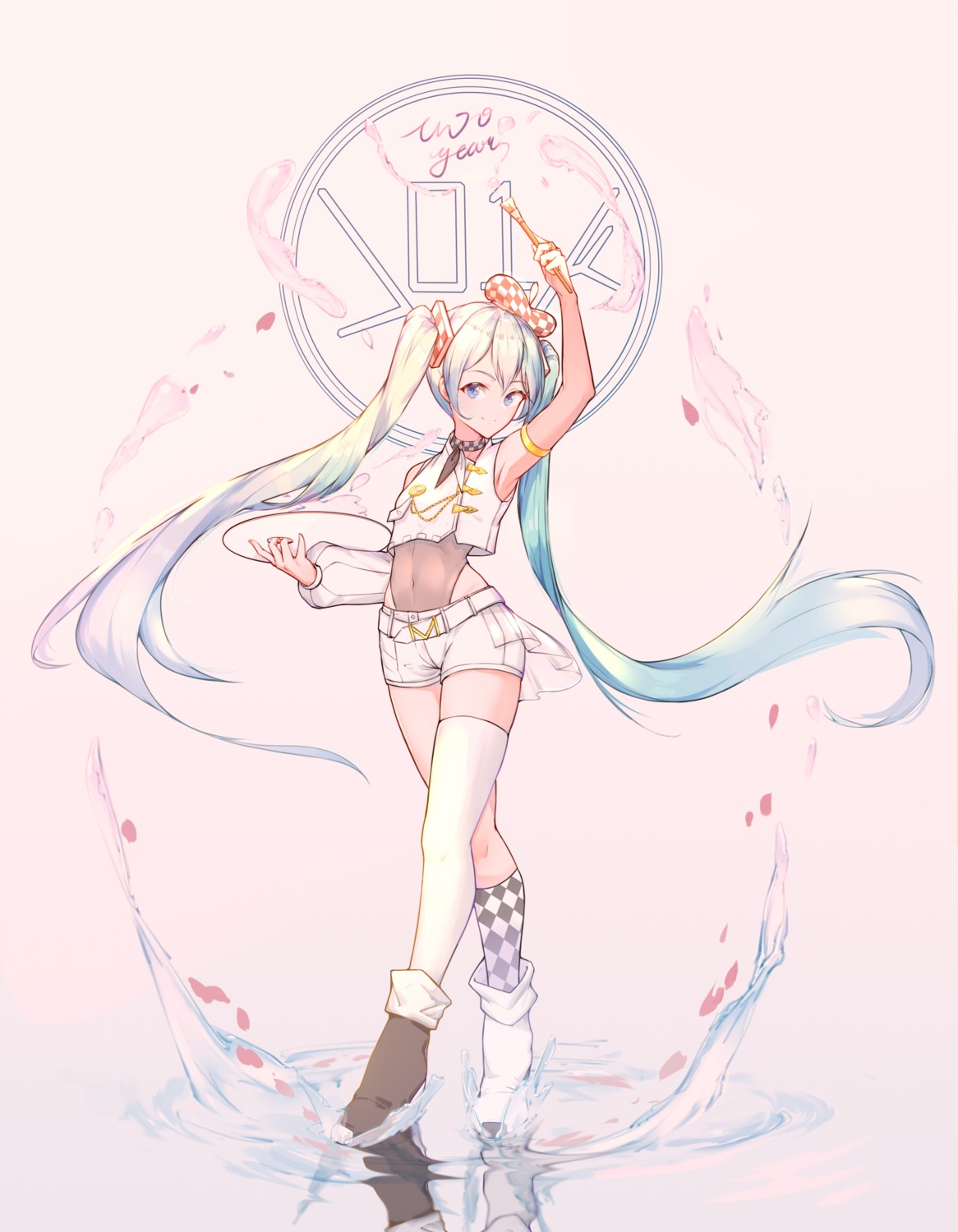 hatsune_miku heels leotard rzx0 thighhighs vocaloid wet