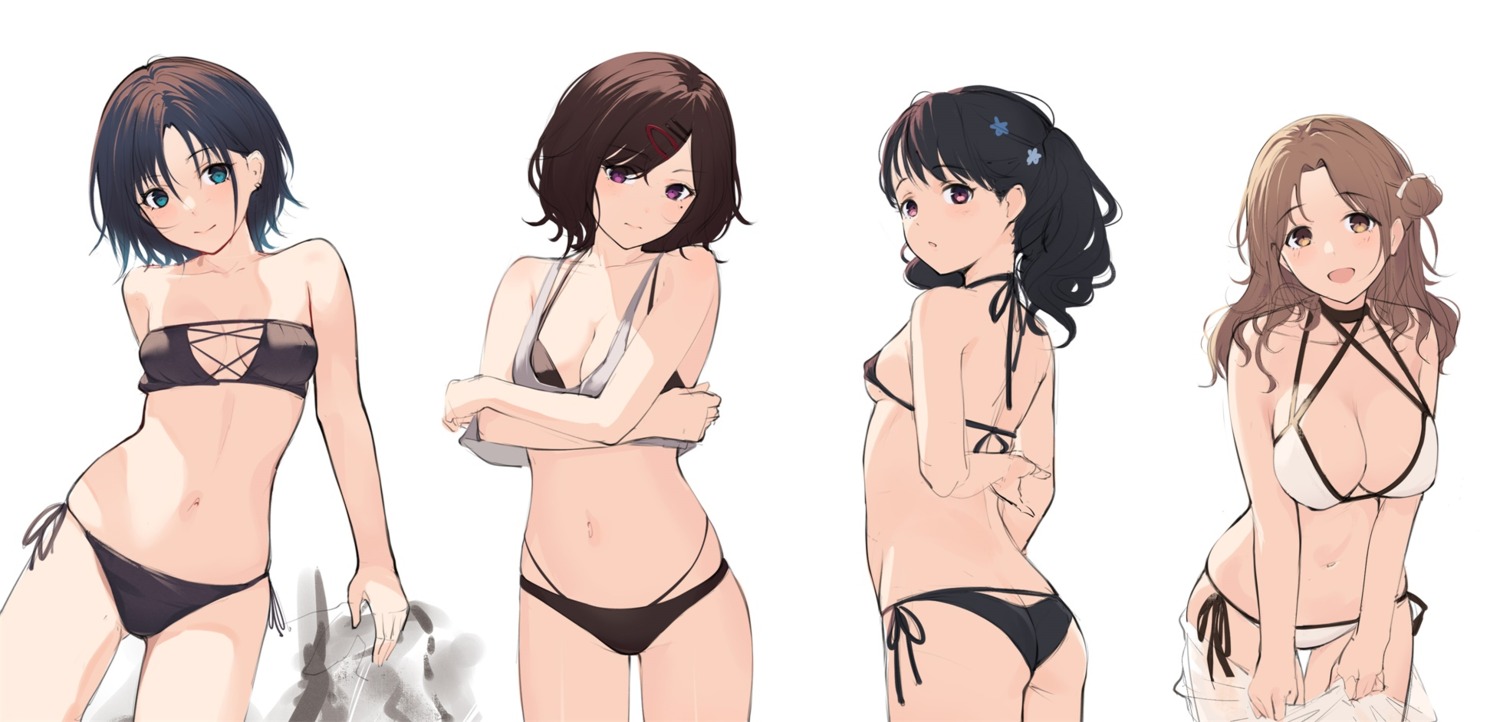 asakura_tooru ass bikini breast_hold cleavage fukumaru_koito gin00 higuchi_madoka ichikawa_hinana see_through swimsuits the_idolm@ster the_idolm@ster_shiny_colors underboob