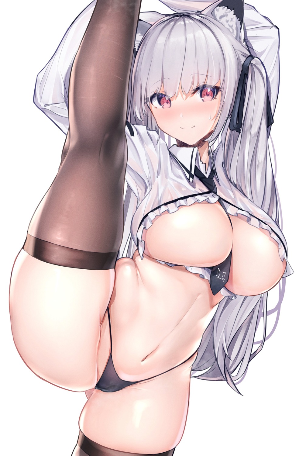 animal_ears cameltoe gu_luco no_bra pantsu see_through thighhighs thong