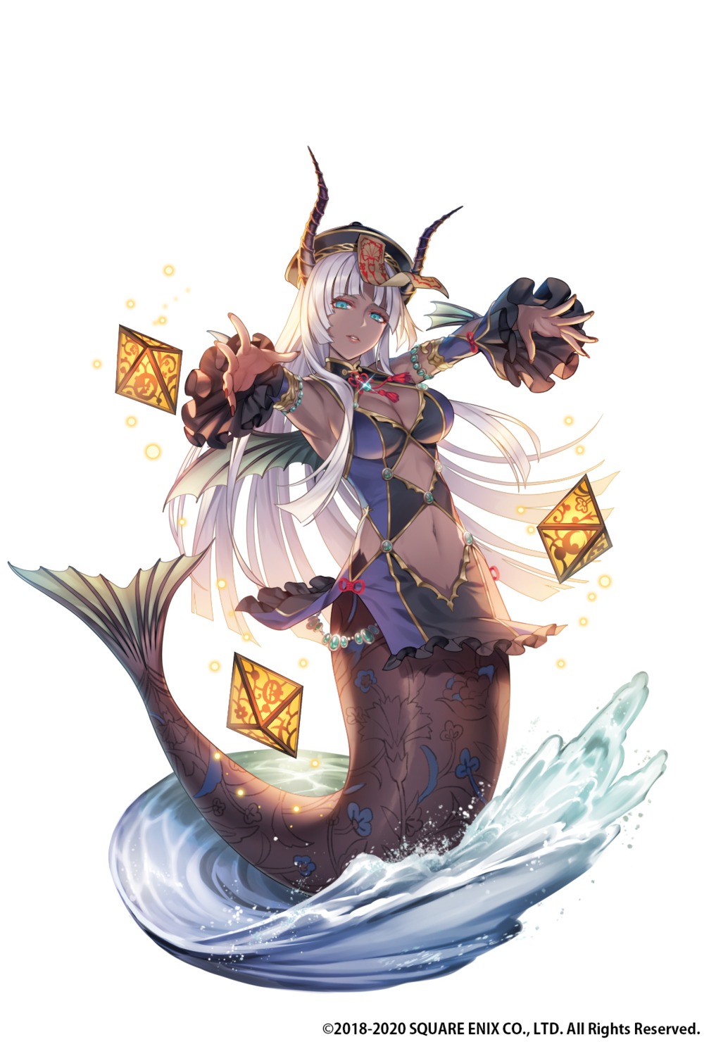 asian_clothes cleavage horns mermaid monster_girl romancing_saga_re;universe taranboman wet