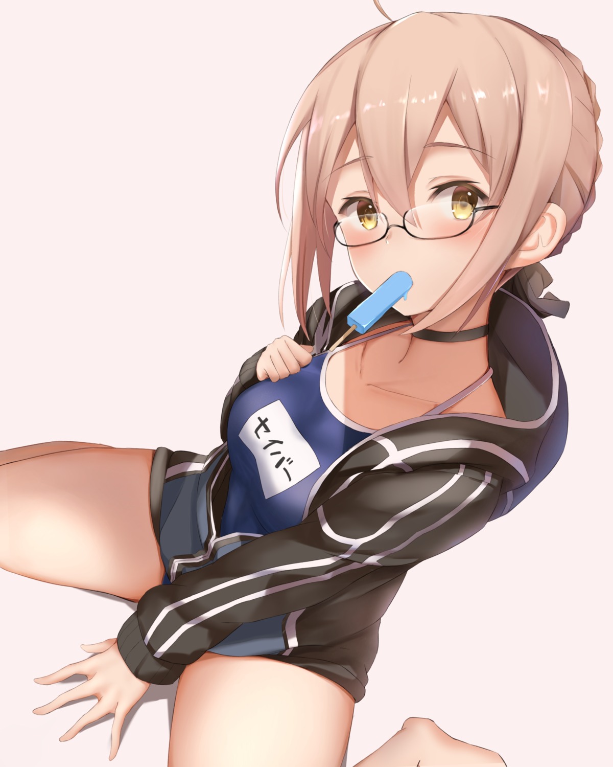 fate/grand_order heroine_x_alter maosame megane open_shirt school_swimsuit swimsuits