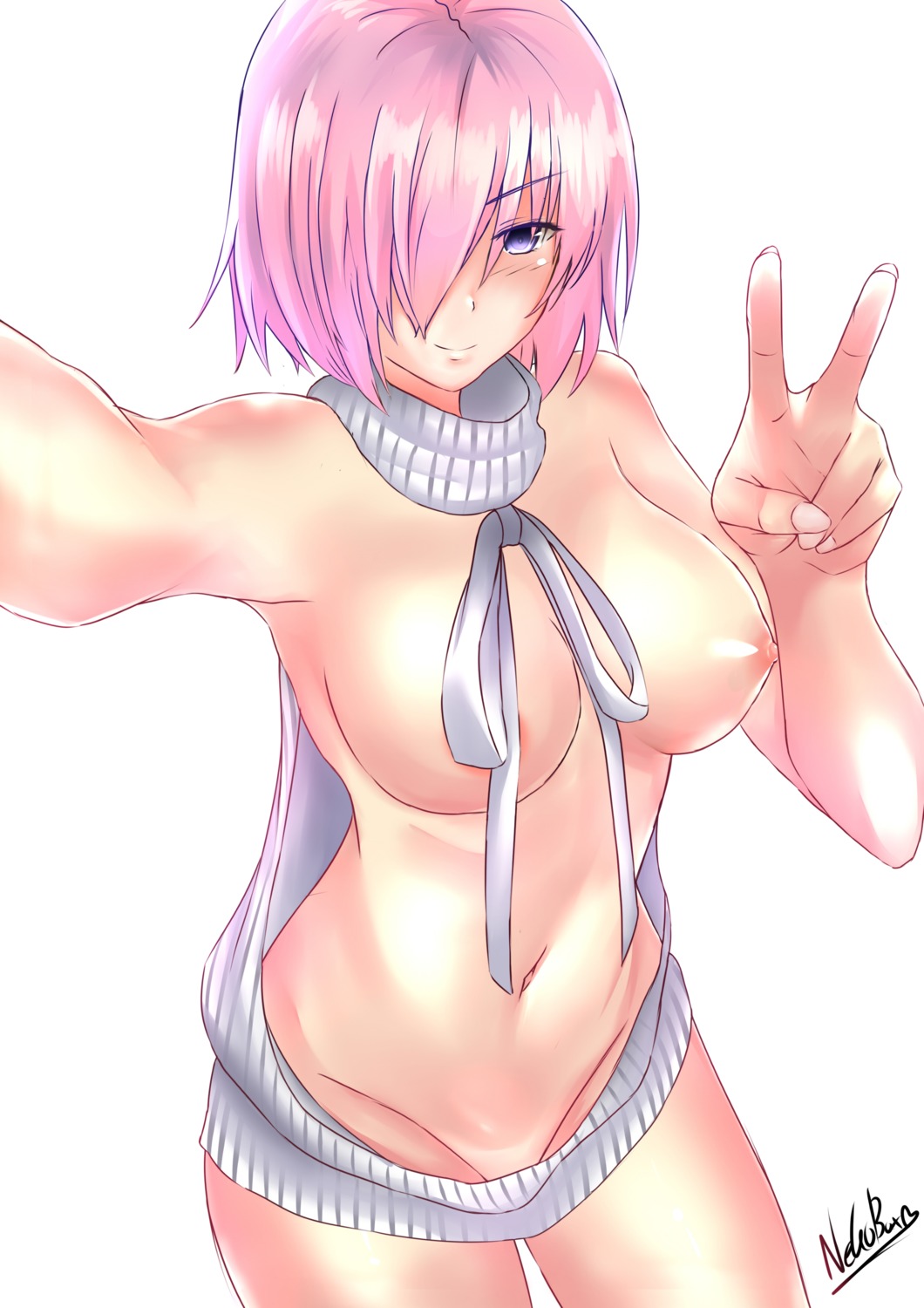 breasts fate/grand_order mash_kyrielight nekobox nipples no_bra nopan sweater