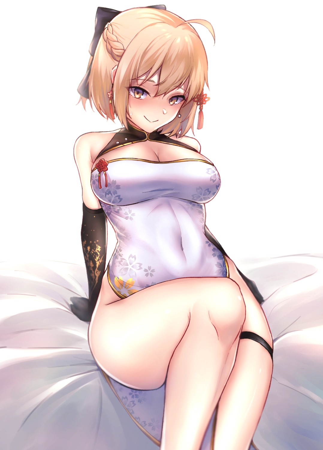 chinadress cleavage fate/grand_order garter okita_souji_(fate) user_quidai08