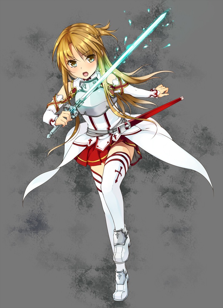 asuna_(sword_art_online) sword sword_art_online thighhighs unasaka