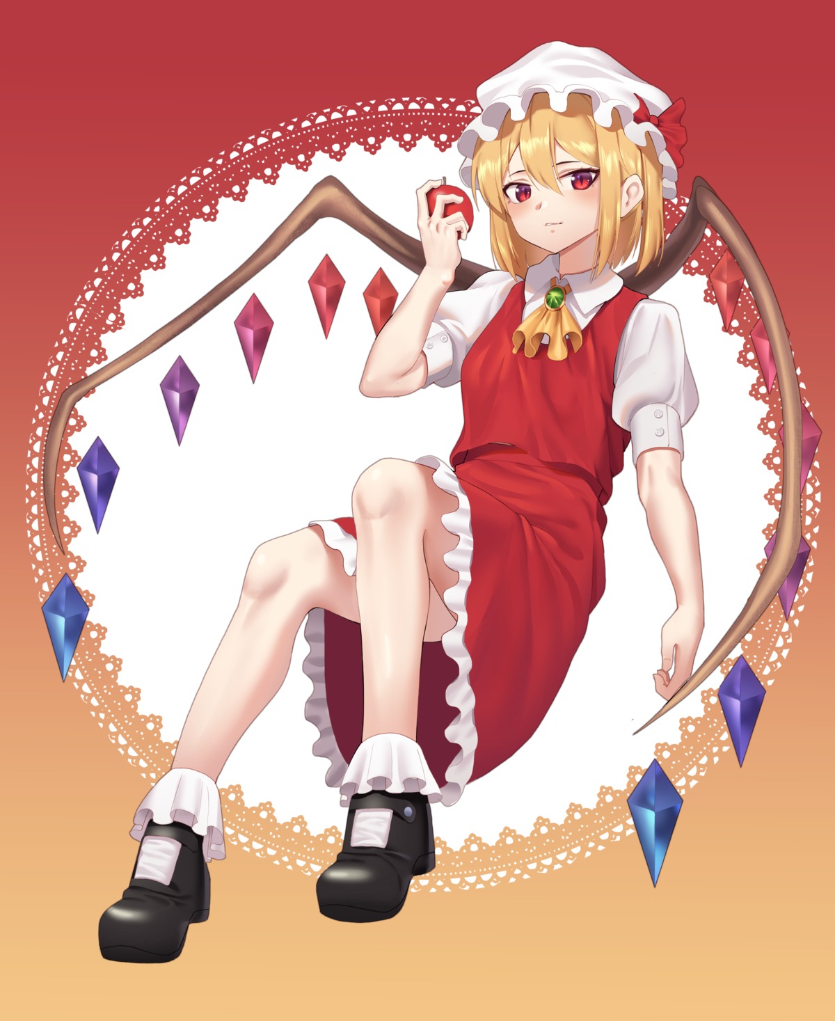 flandre_scarlet goback heels skirt_lift touhou wings