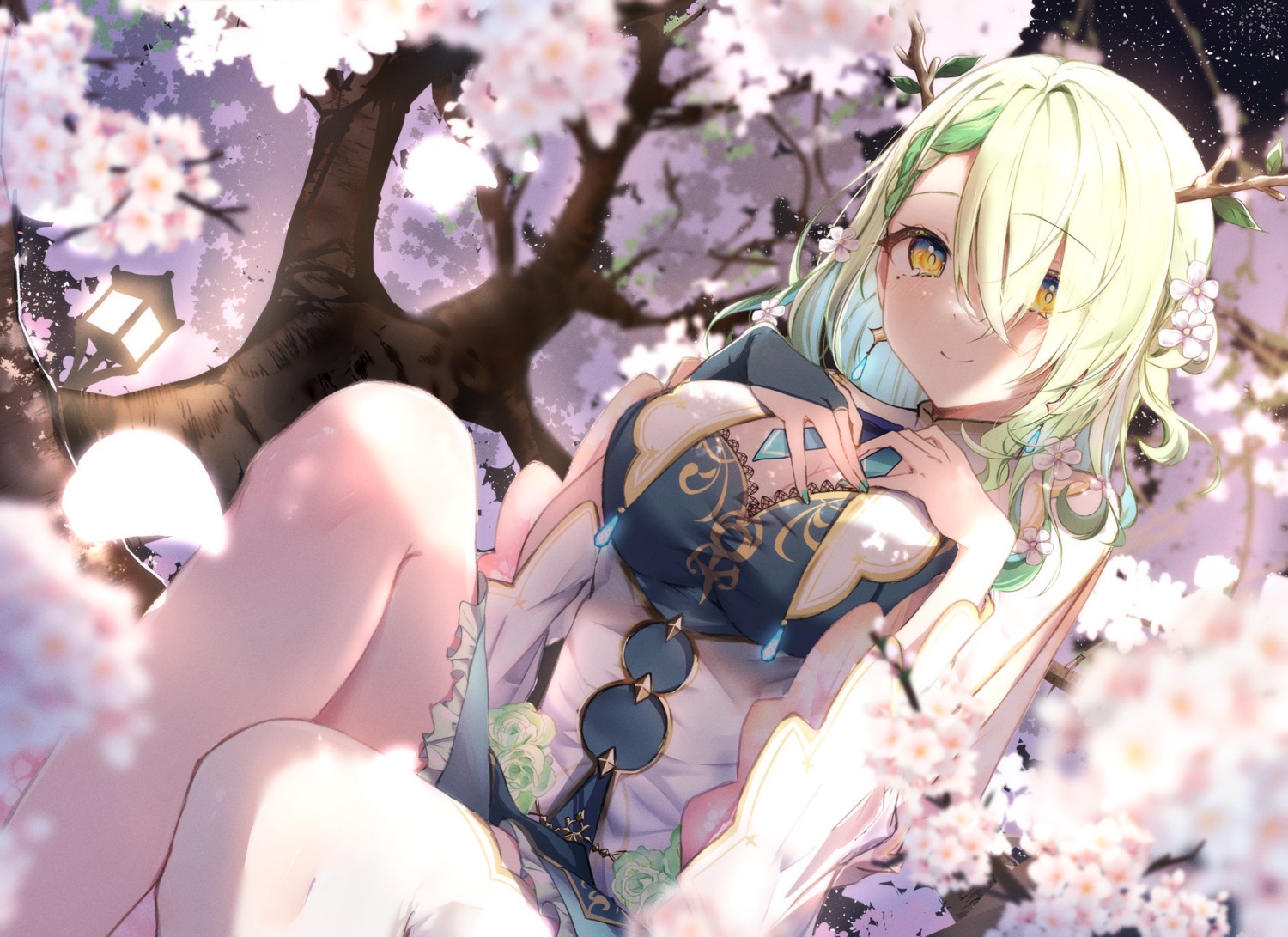 azure_(sor_azr) ceres_fauna cleavage hololive hololive_english horns thighhighs