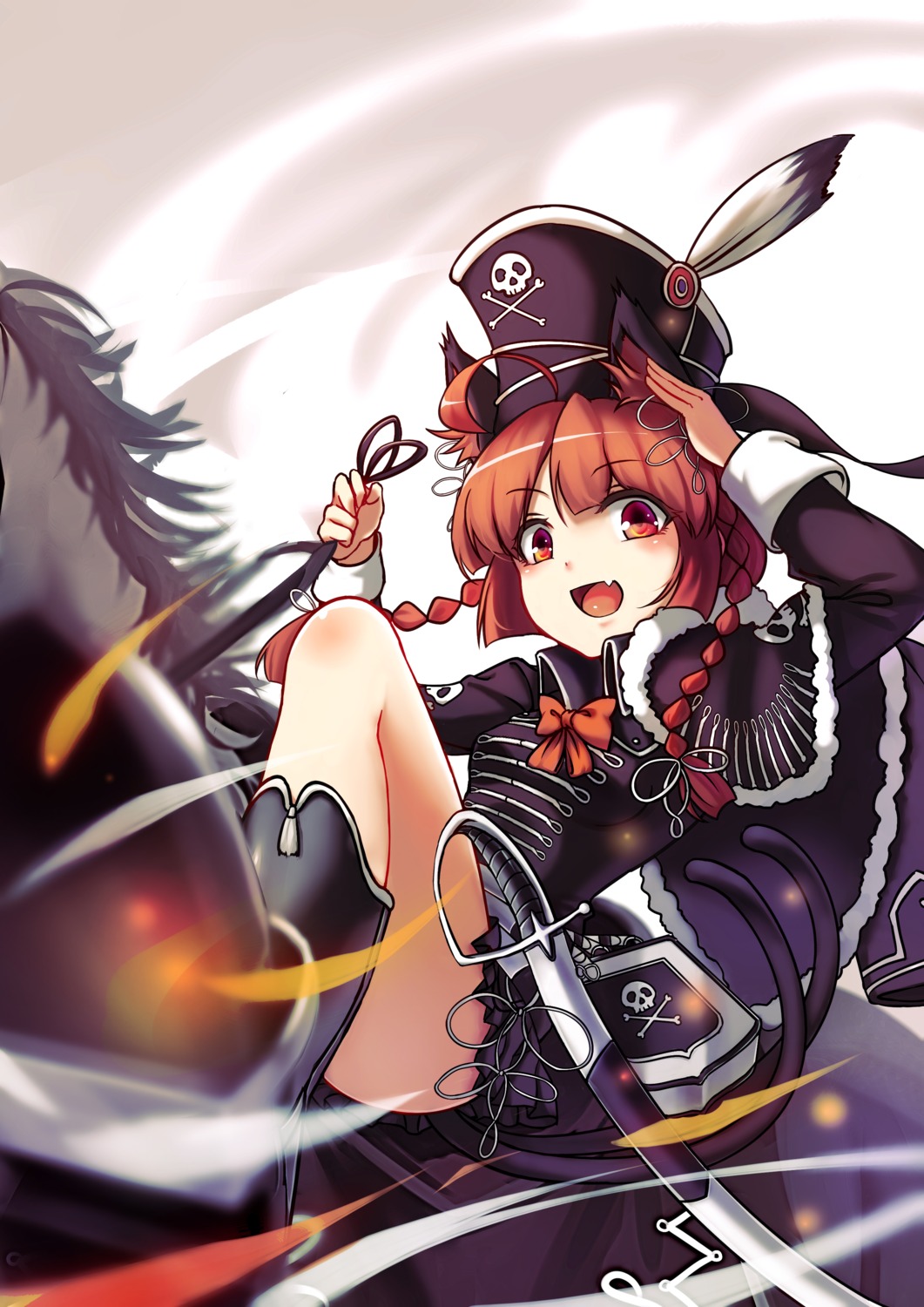 animal_ears kaenbyou_rin koissa pirate sword tail touhou