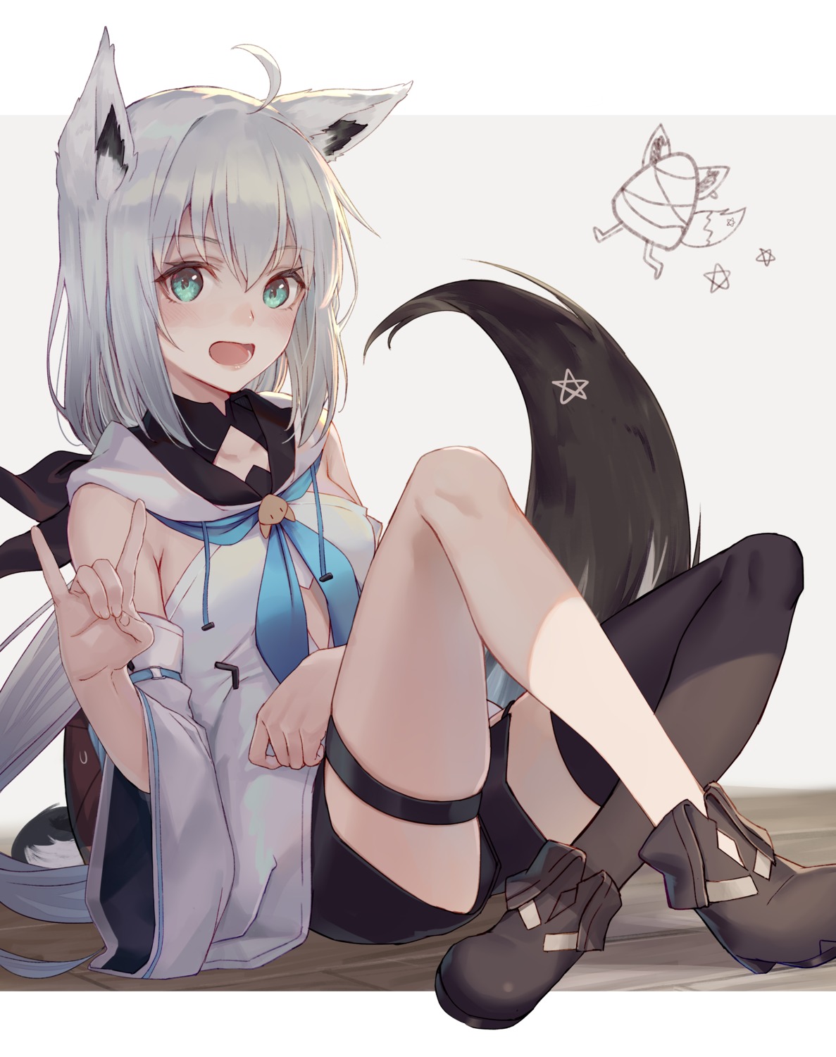 animal_ears garter heels hololive hololive_gamers itsuka_(crocell55) kitsune shirakami_fubuki tail thighhighs