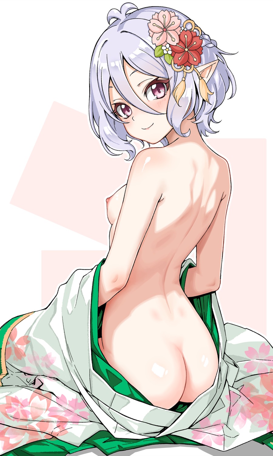 ass kokkoro nipples parabi pointy_ears princess_connect princess_connect!_re:dive topless