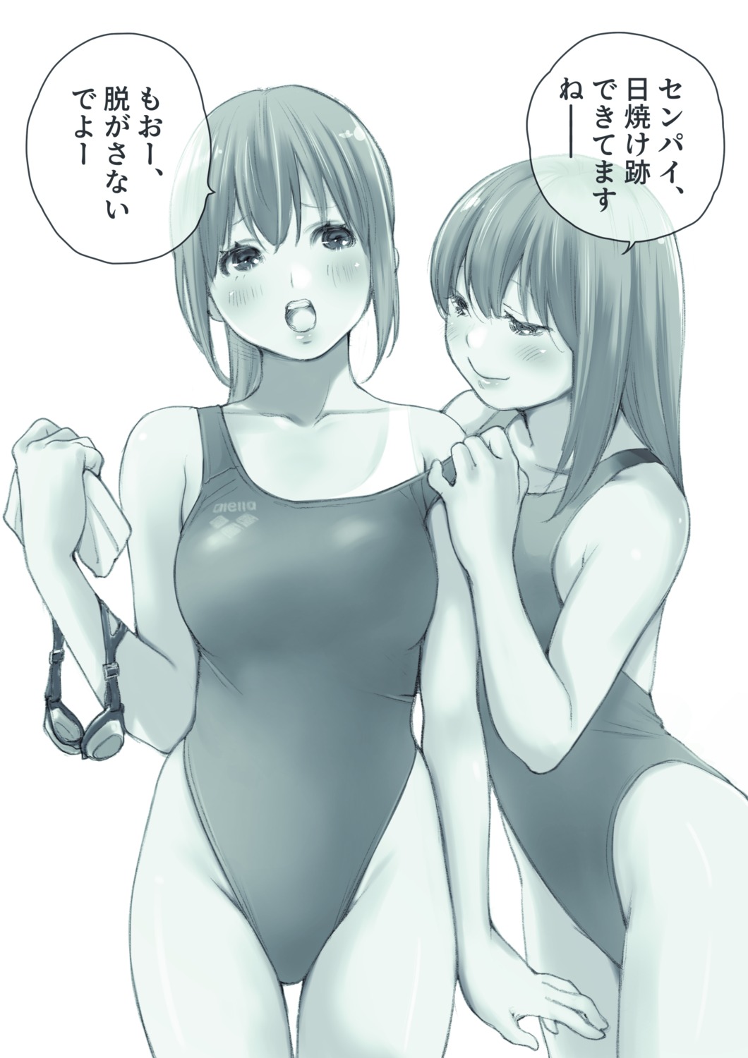 macosee monochrome swimsuits tagme tan_lines undressing yuri