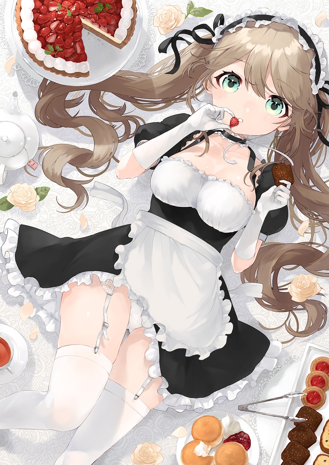 cleavage maid pantsu skirt_lift stockings thighhighs usagiplanet7