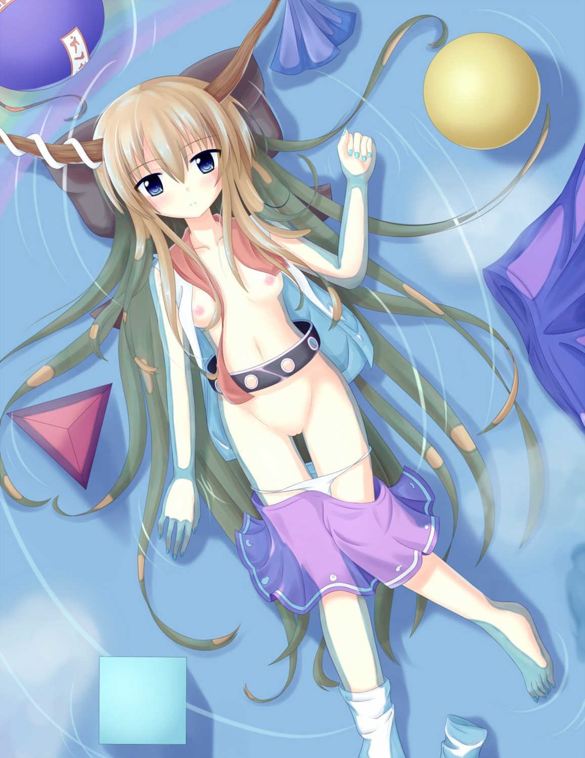 breasts feet horns ibuki_suika masiroke nipples panty_pull pussy touhou uncensored