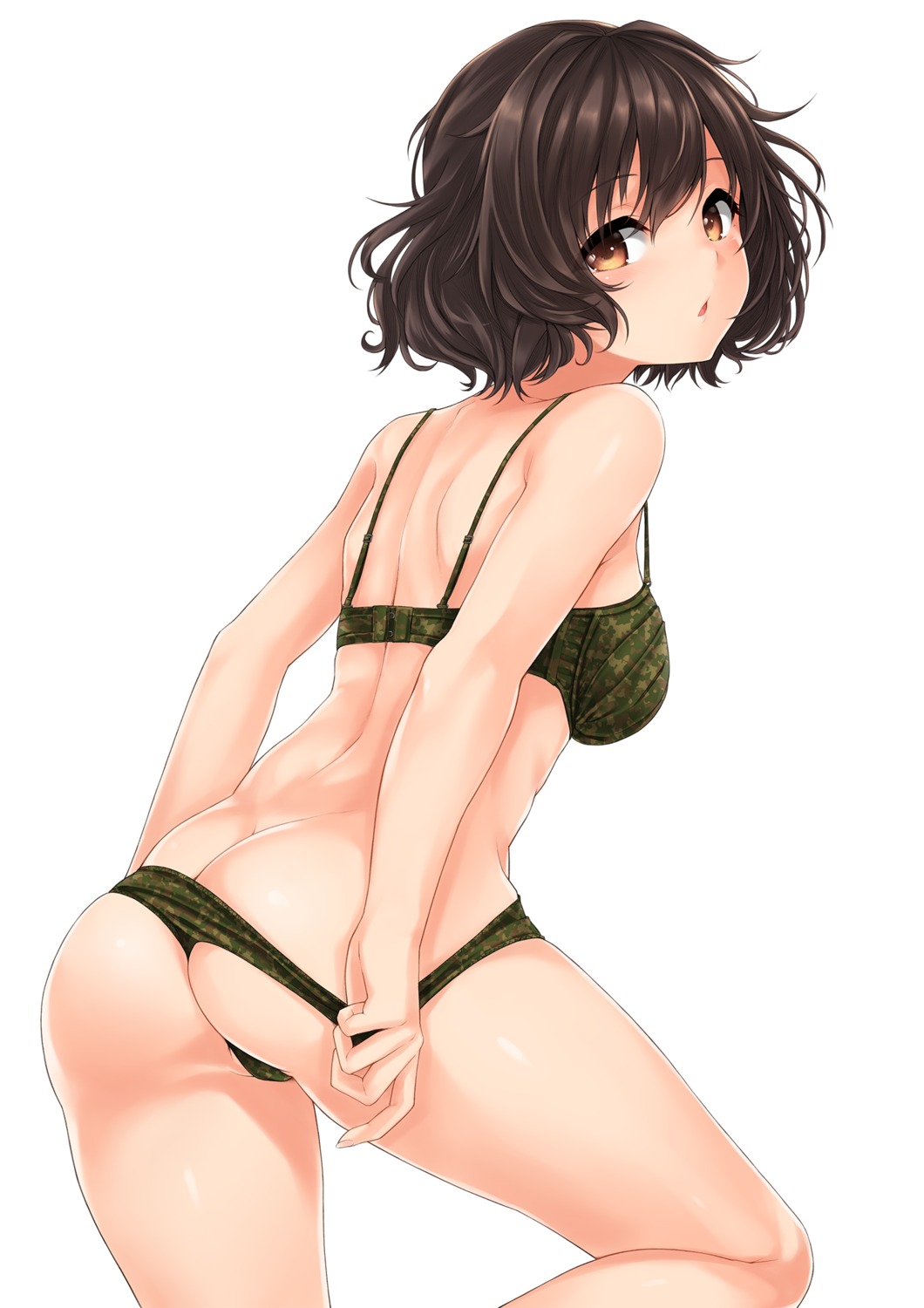 akiyama_yukari ass bra cameltoe girls_und_panzer harino646 pantsu panty_pull undressing