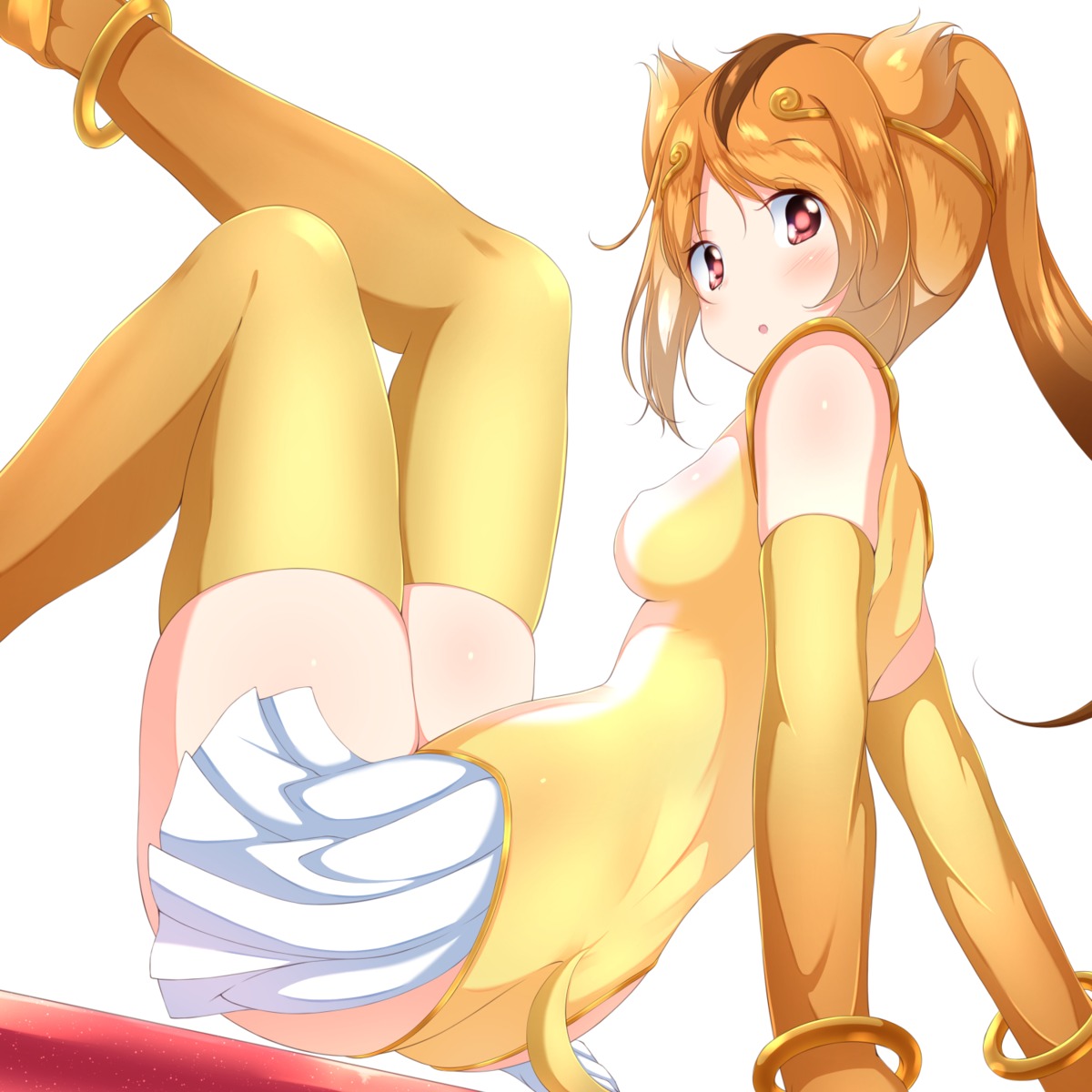 animal_ears golden_snub-nosed_monkey kemono_friends leotard numpopo tail thighhighs