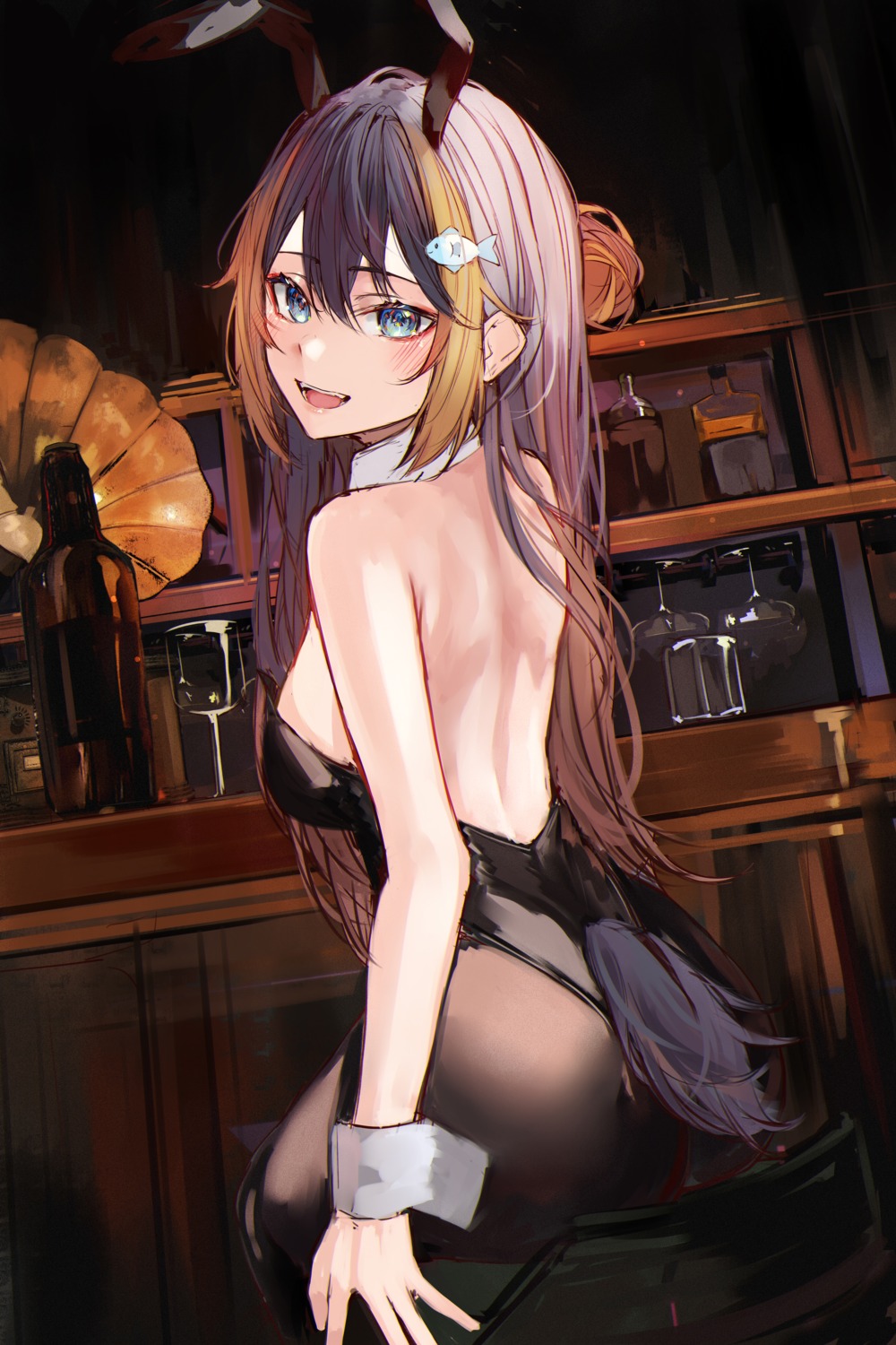 animal_ears ass bunny_ears bunny_girl ginga_elyka nijisanji nijisanji_en no_bra pantyhose petra_gurin tail